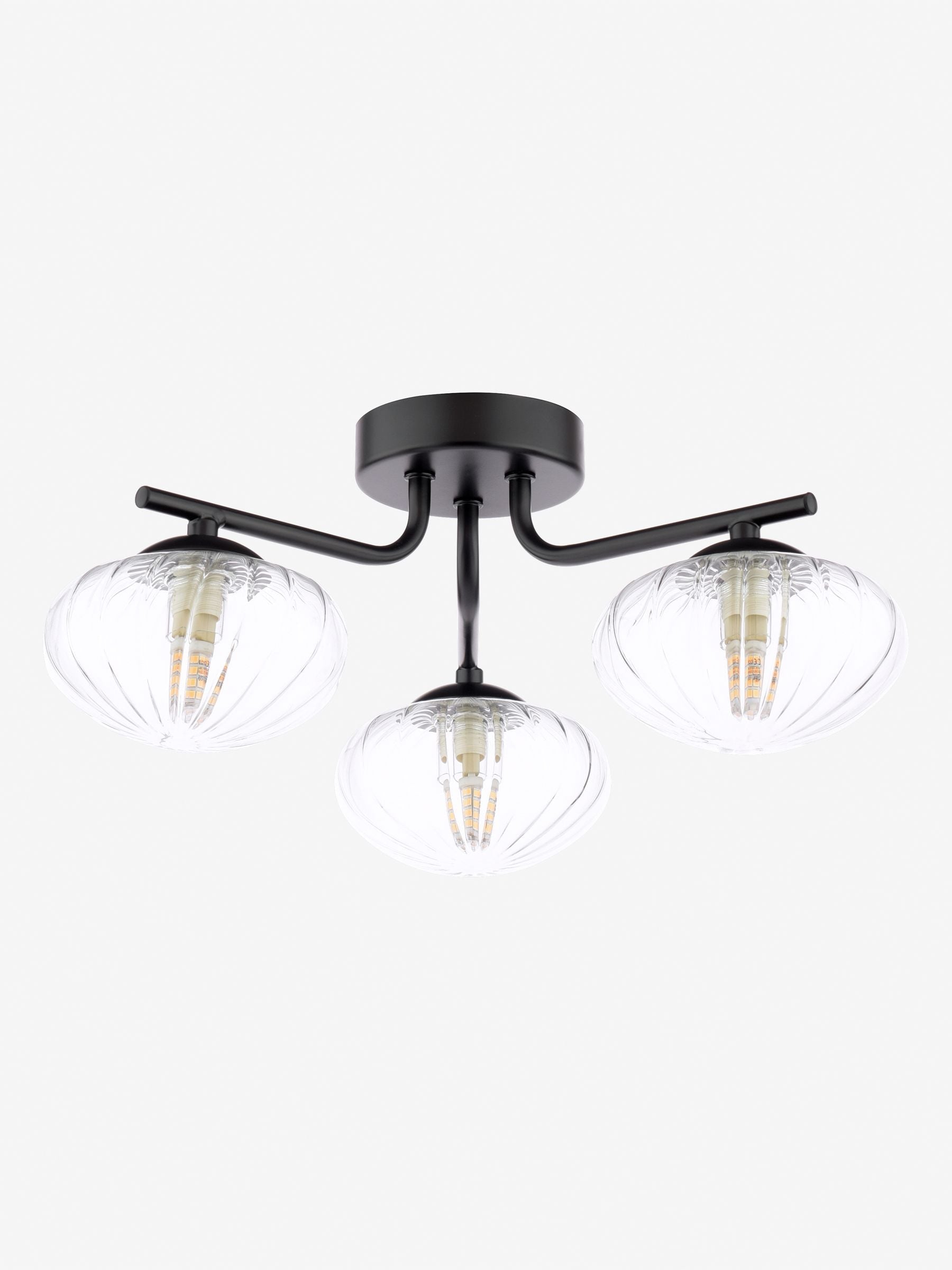 Dar Lighting Ede semi-flush ceiling light black glass 41cm (British brand)