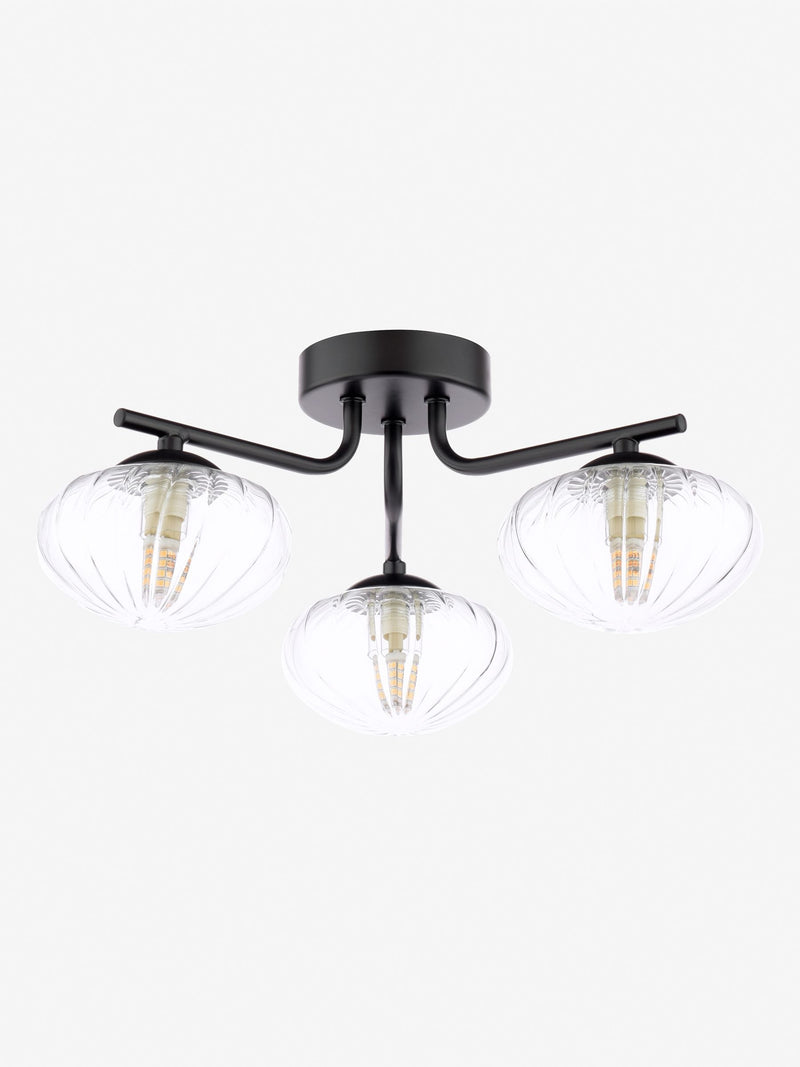 Dar Lighting Ede semi-flush ceiling light black glass 41cm (British brand)