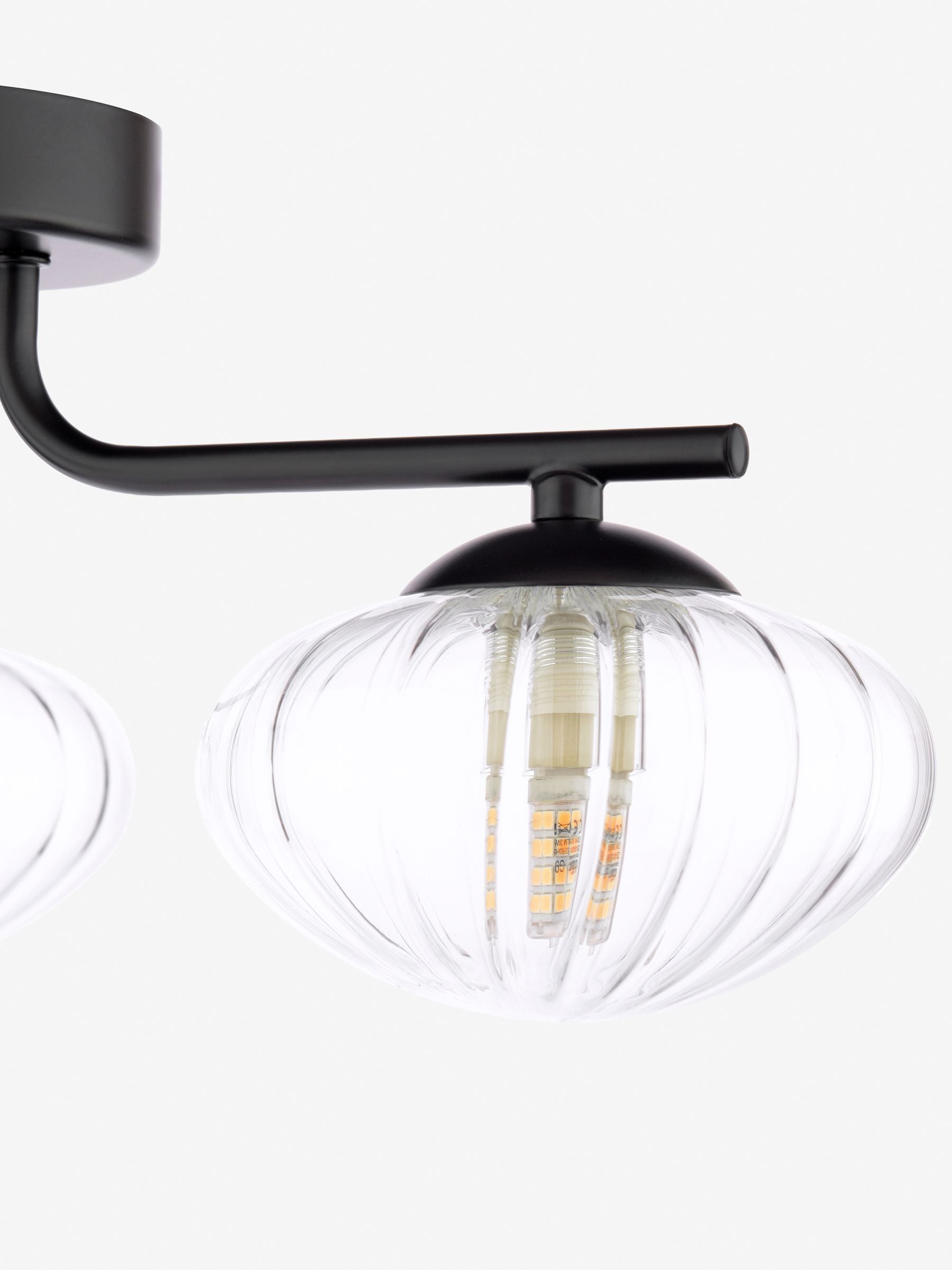 Dar Lighting Ede semi-flush ceiling light black glass 41cm (British brand)
