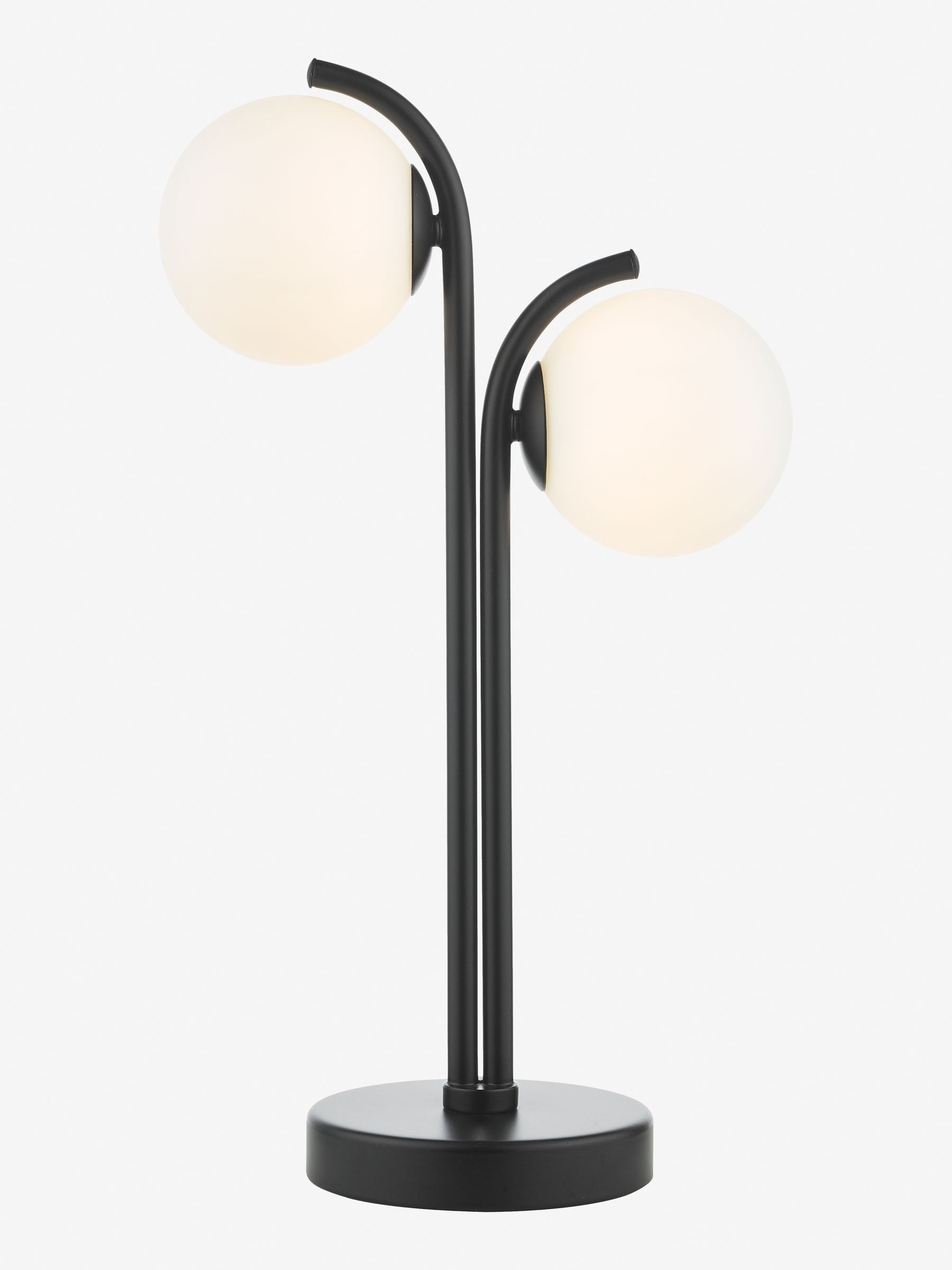 Dar Lighting matt black opal glass lamp 42cm, imported from the UK