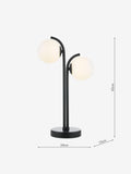 Dar Lighting matt black opal glass lamp 42cm, imported from the UK