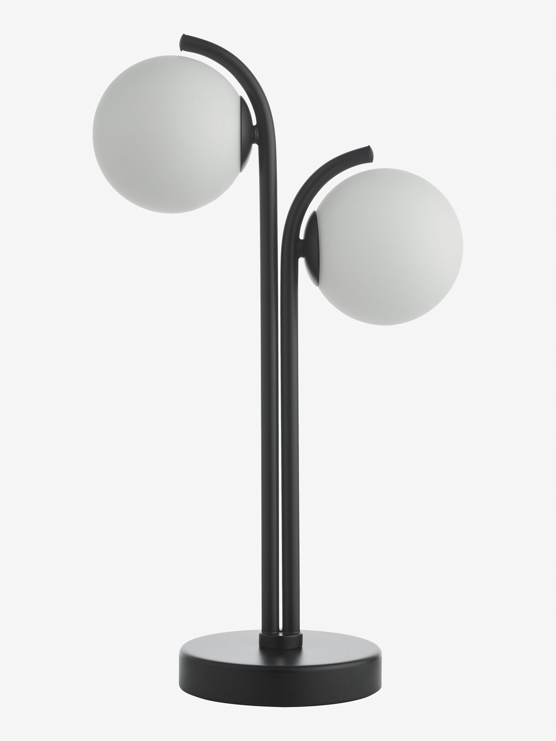 Dar Lighting matt black opal glass lamp 42cm, imported from the UK