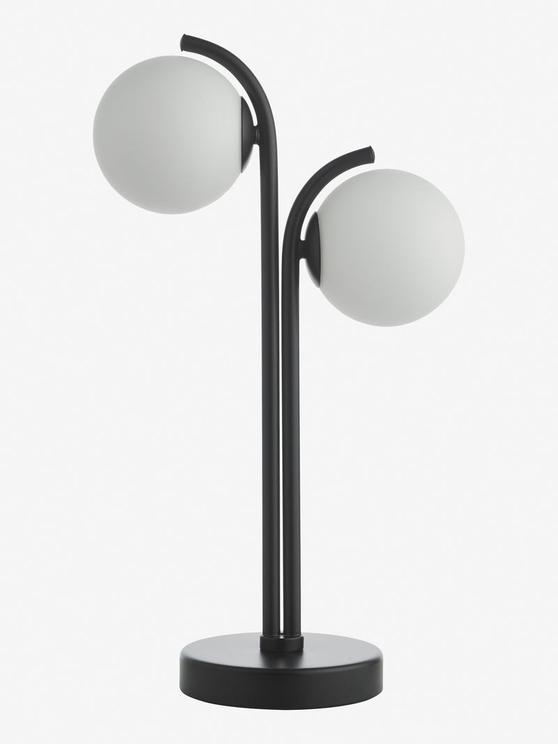 Dar Lighting matt black opal glass lamp 42cm, imported from the UK