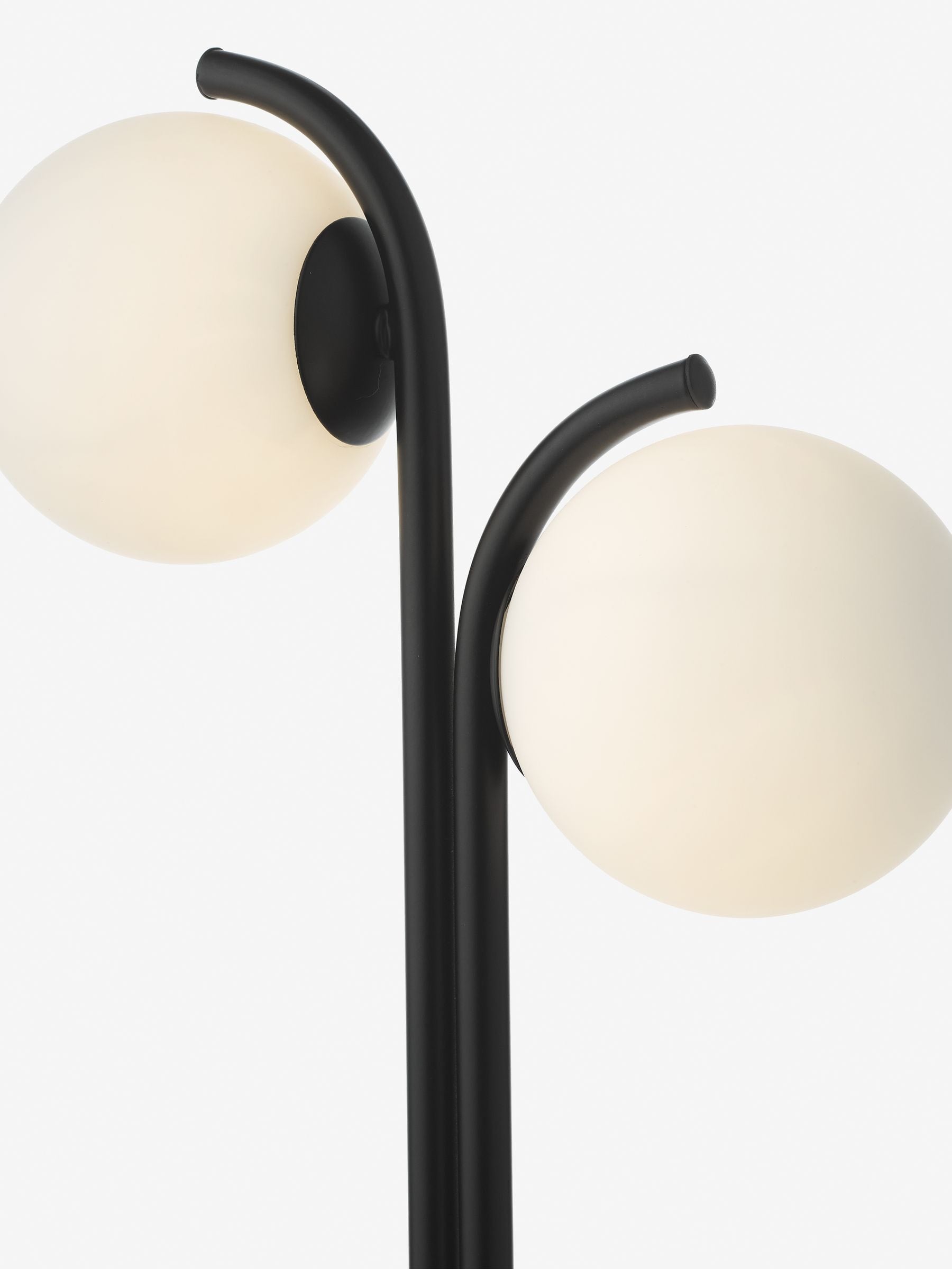 Dar Lighting matt black opal glass lamp 42cm, imported from the UK
