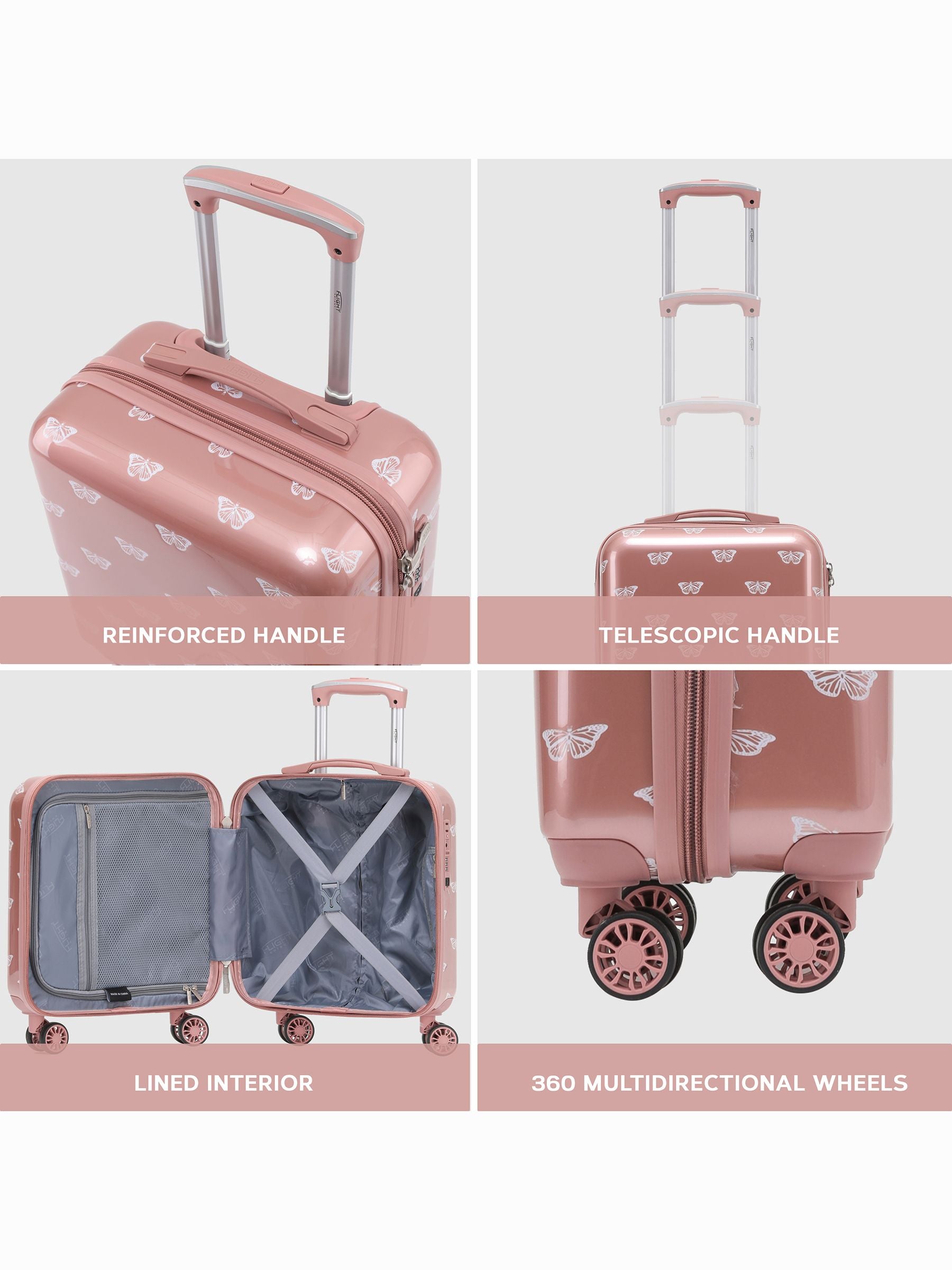 Flight Knight Butterfly hardcase suitcase with 4 wheels, imported from the UK