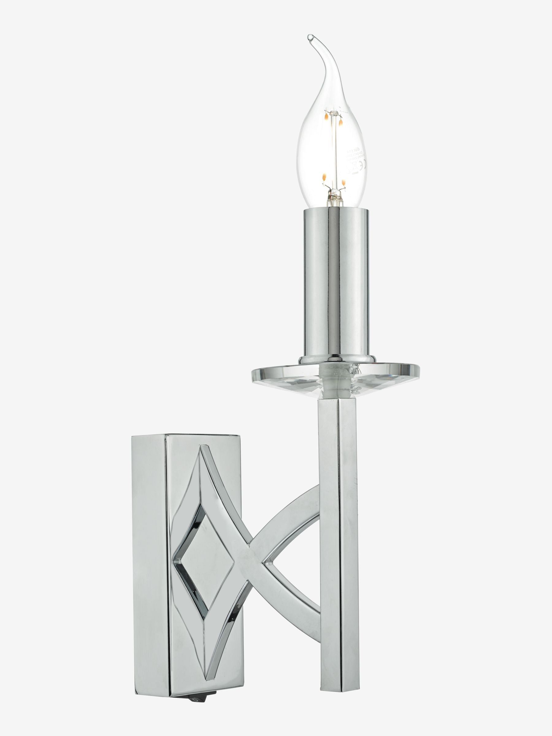 Dar Lighting Lyon wall light polished chrome crystal 24cm, UK version