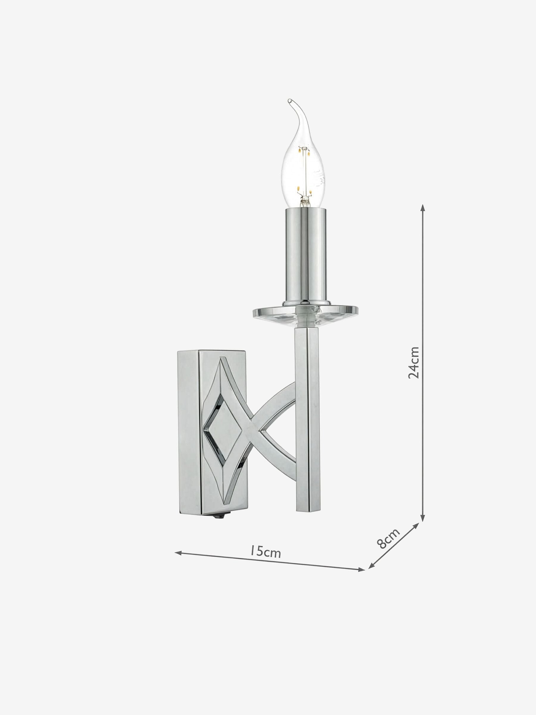 Dar Lighting Lyon wall light polished chrome crystal 24cm, UK version