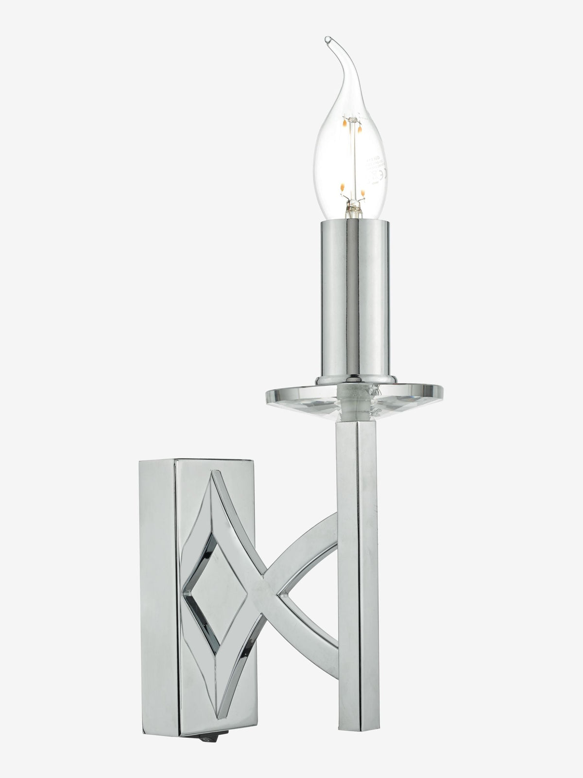 Dar Lighting Lyon wall light polished chrome crystal 24cm, UK version