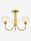 Dar Lighting Cognac ceiling light satin gold champagne ribbed glass, UK version