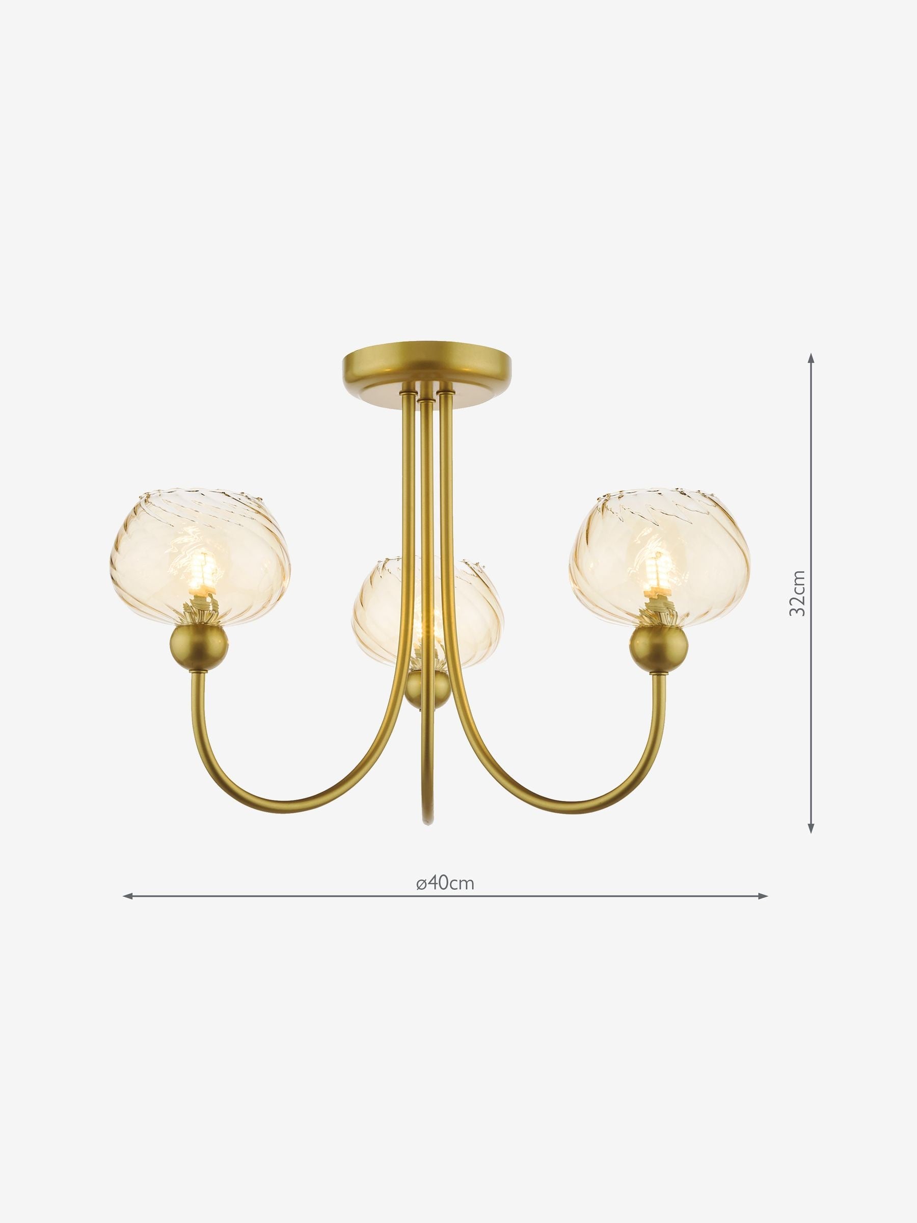 Dar Lighting Cognac ceiling light satin gold champagne ribbed glass, UK version