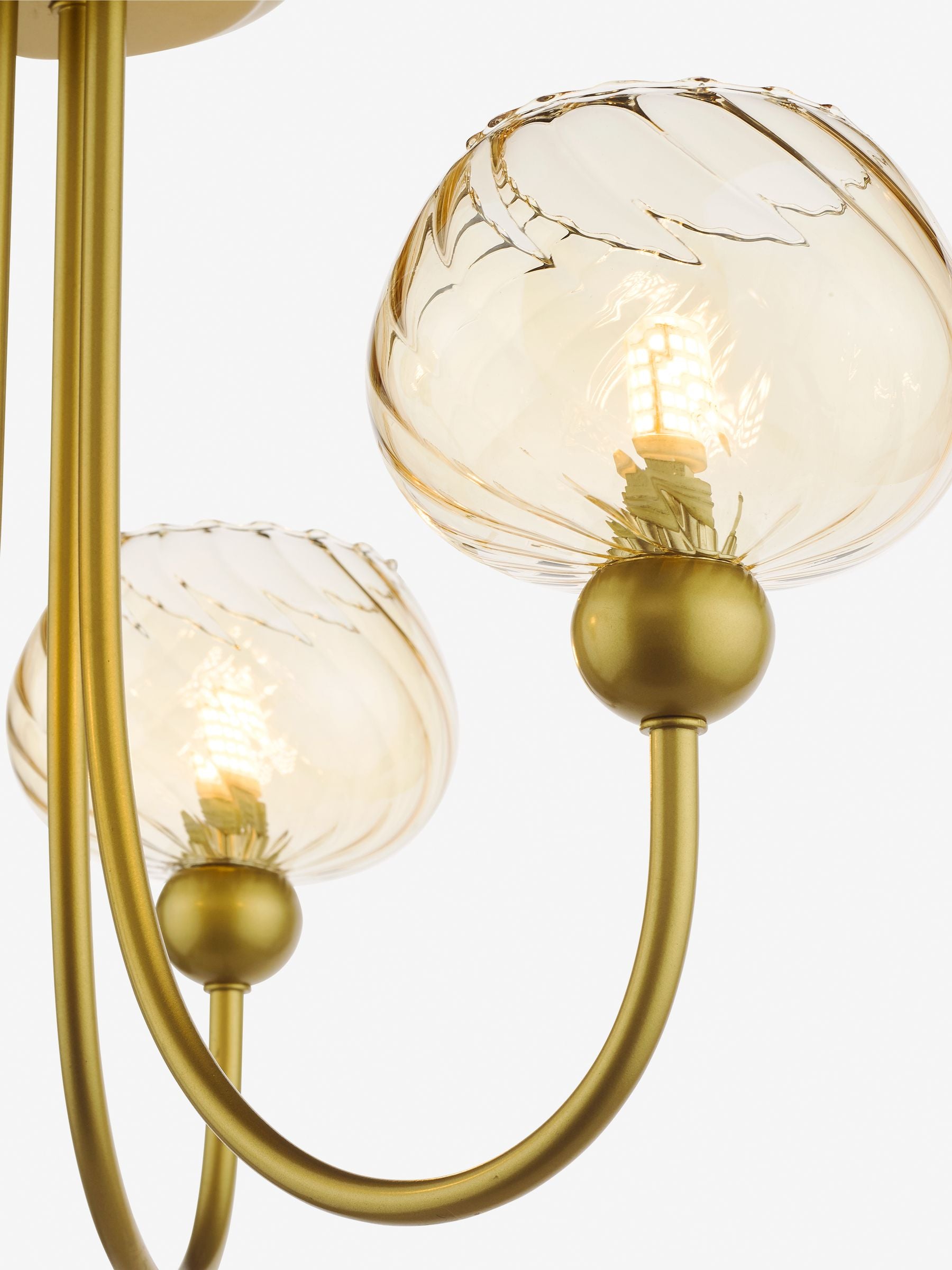 Dar Lighting Cognac ceiling light satin gold champagne ribbed glass, UK version