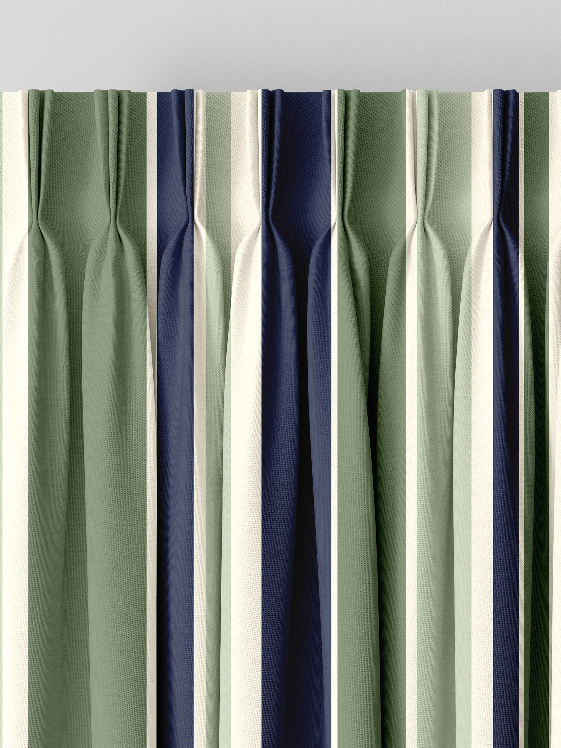 Green Huddson striped cotton curtains made to measure, UK version
