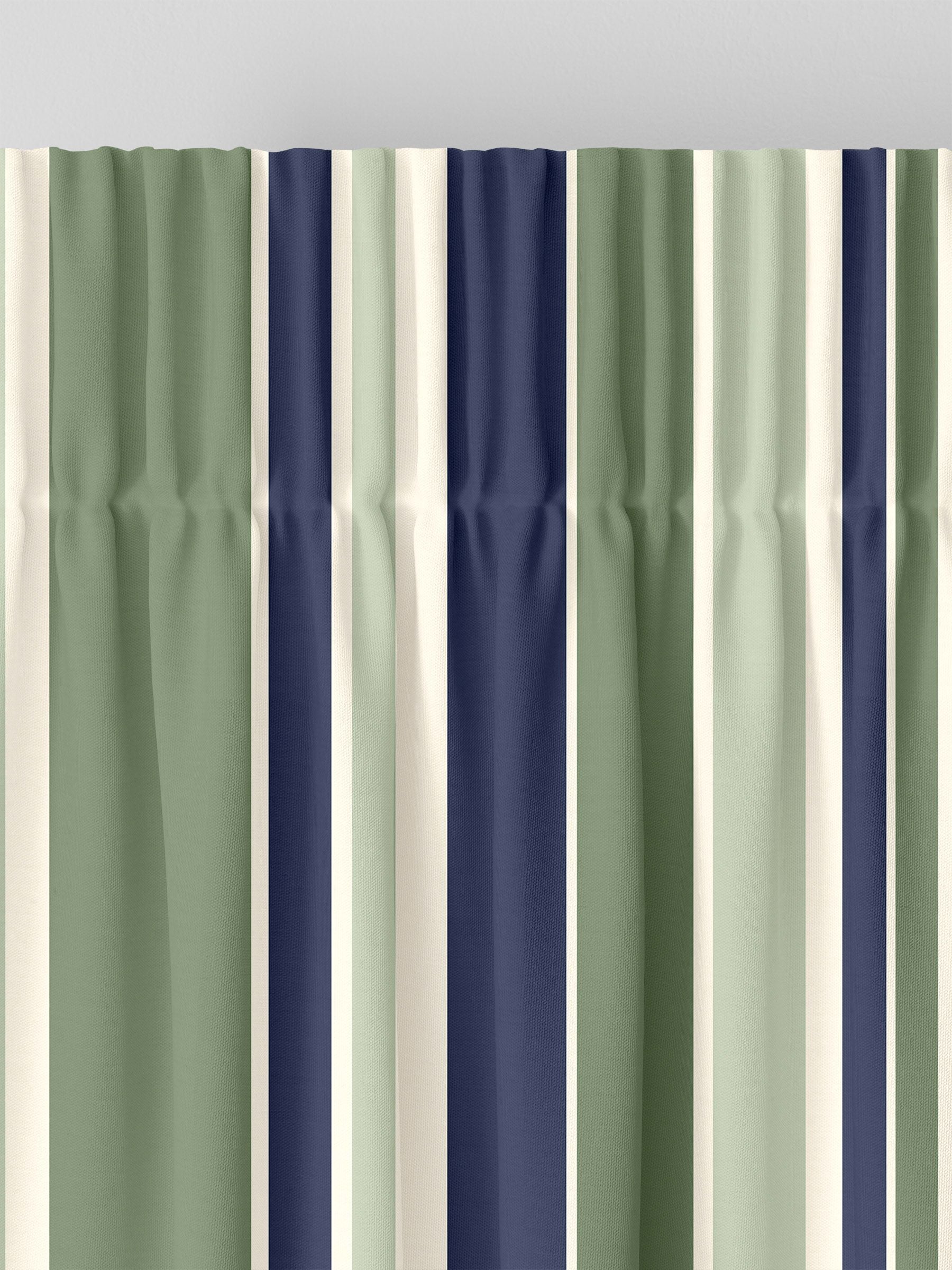 Green Huddson striped cotton curtains made to measure, UK version