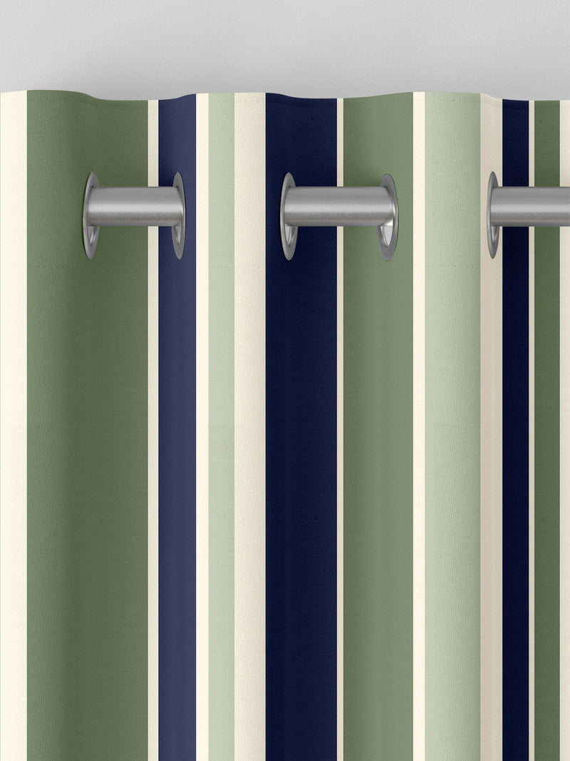 Green Huddson striped cotton curtains made to measure, UK version