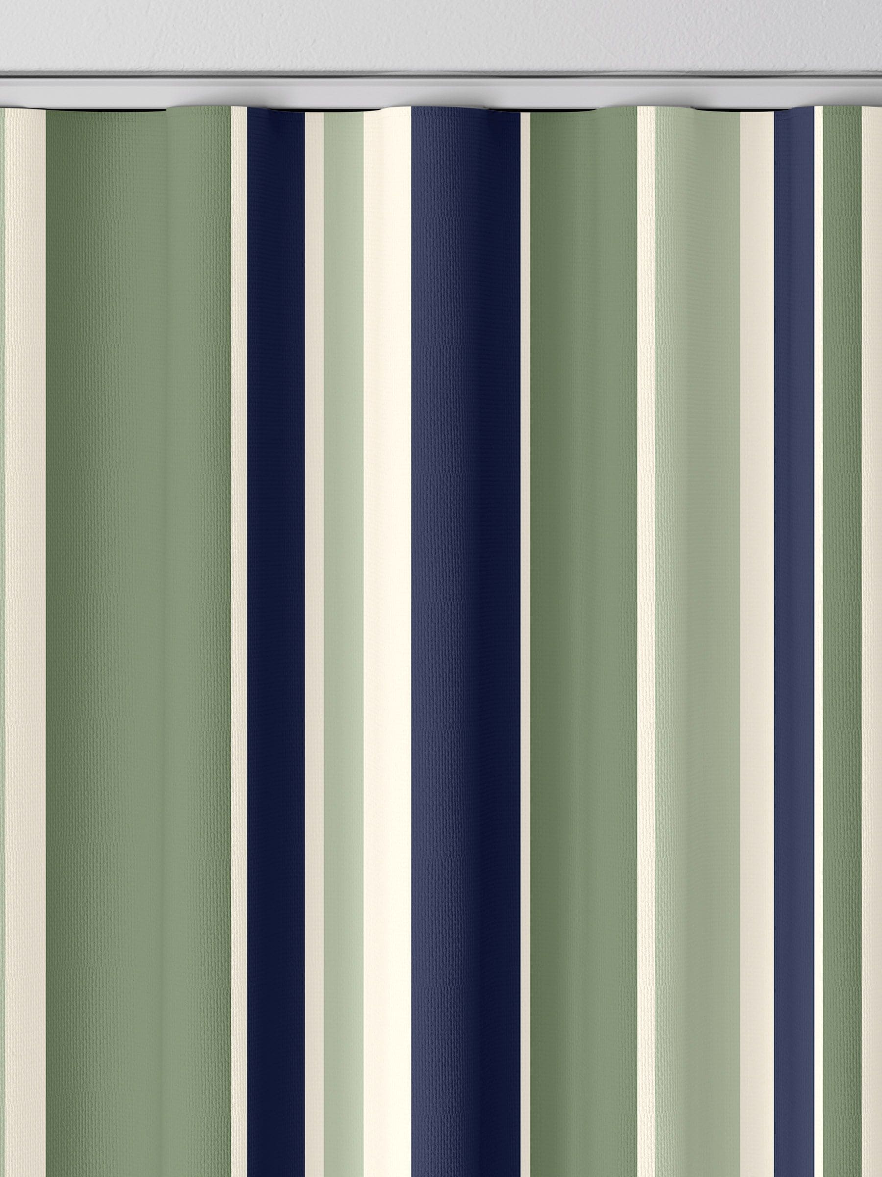 Green Huddson striped cotton curtains made to measure, UK version