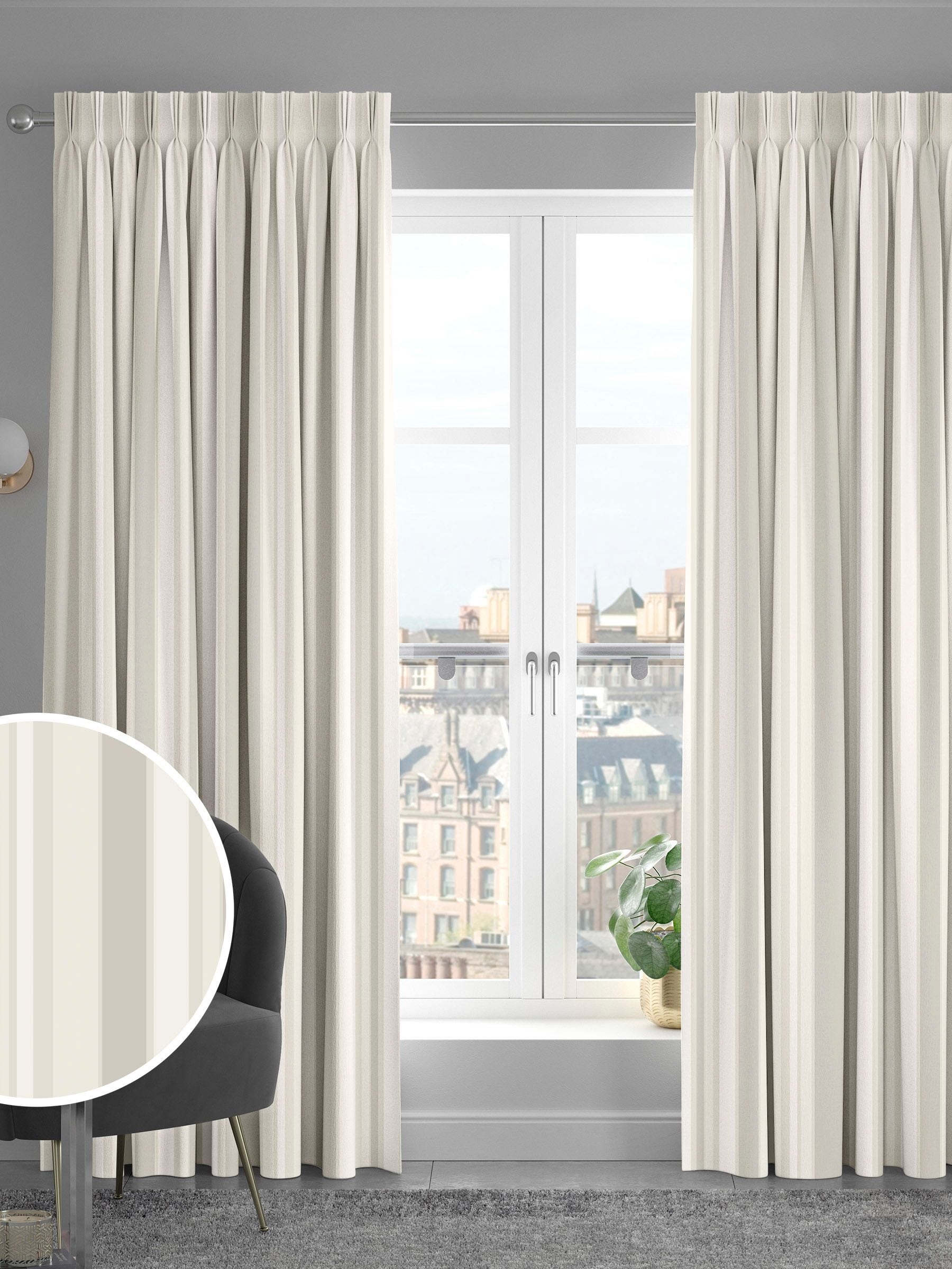 Huddson cream stripe curtains - British product