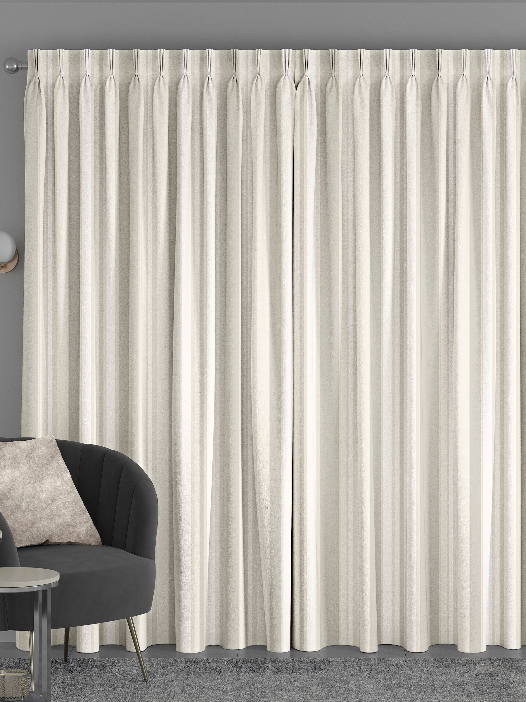 Huddson cream stripe curtains - British product