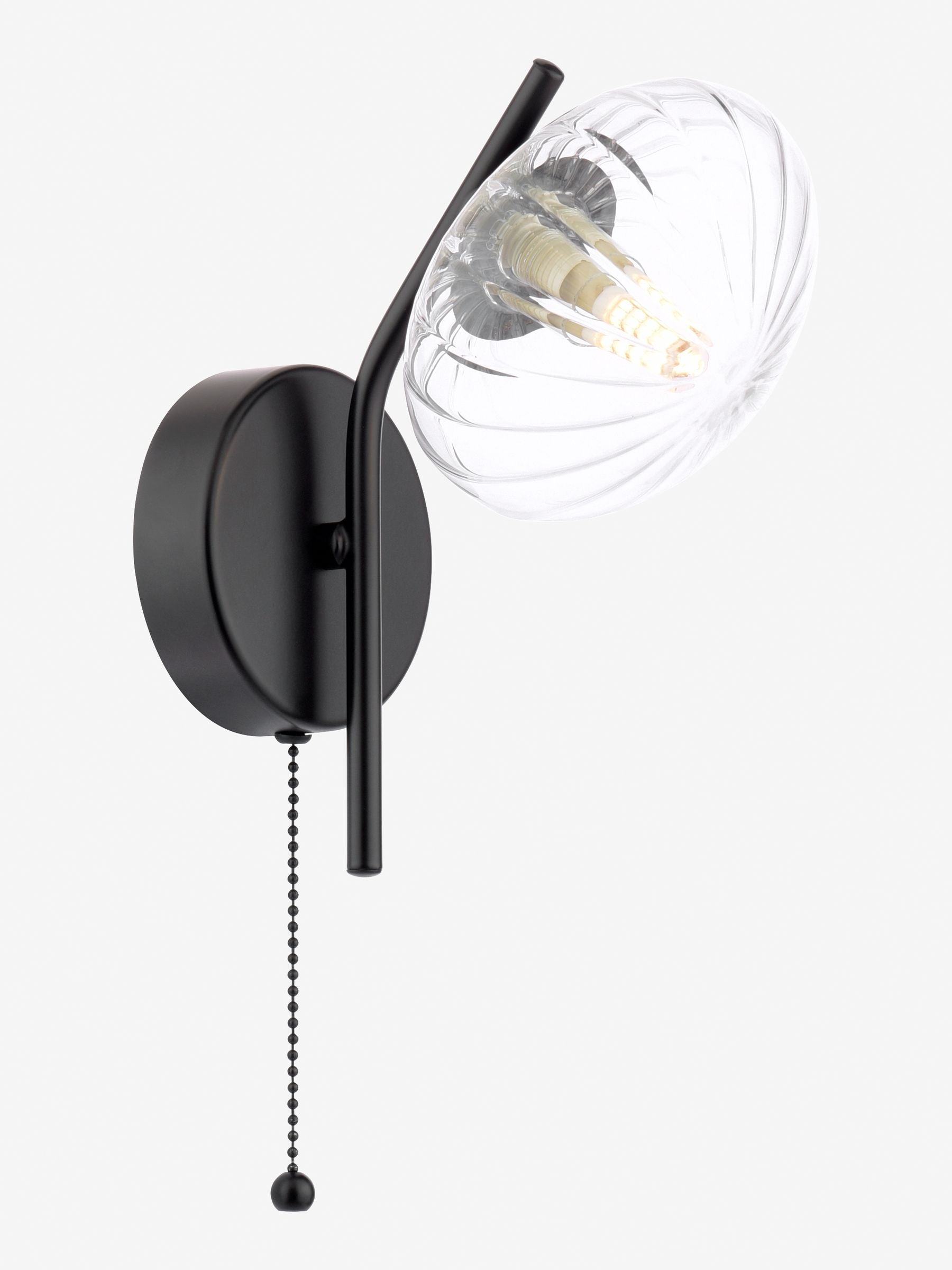 Dar Lighting Ede wall light matt black glass 21cm, imported from the UK