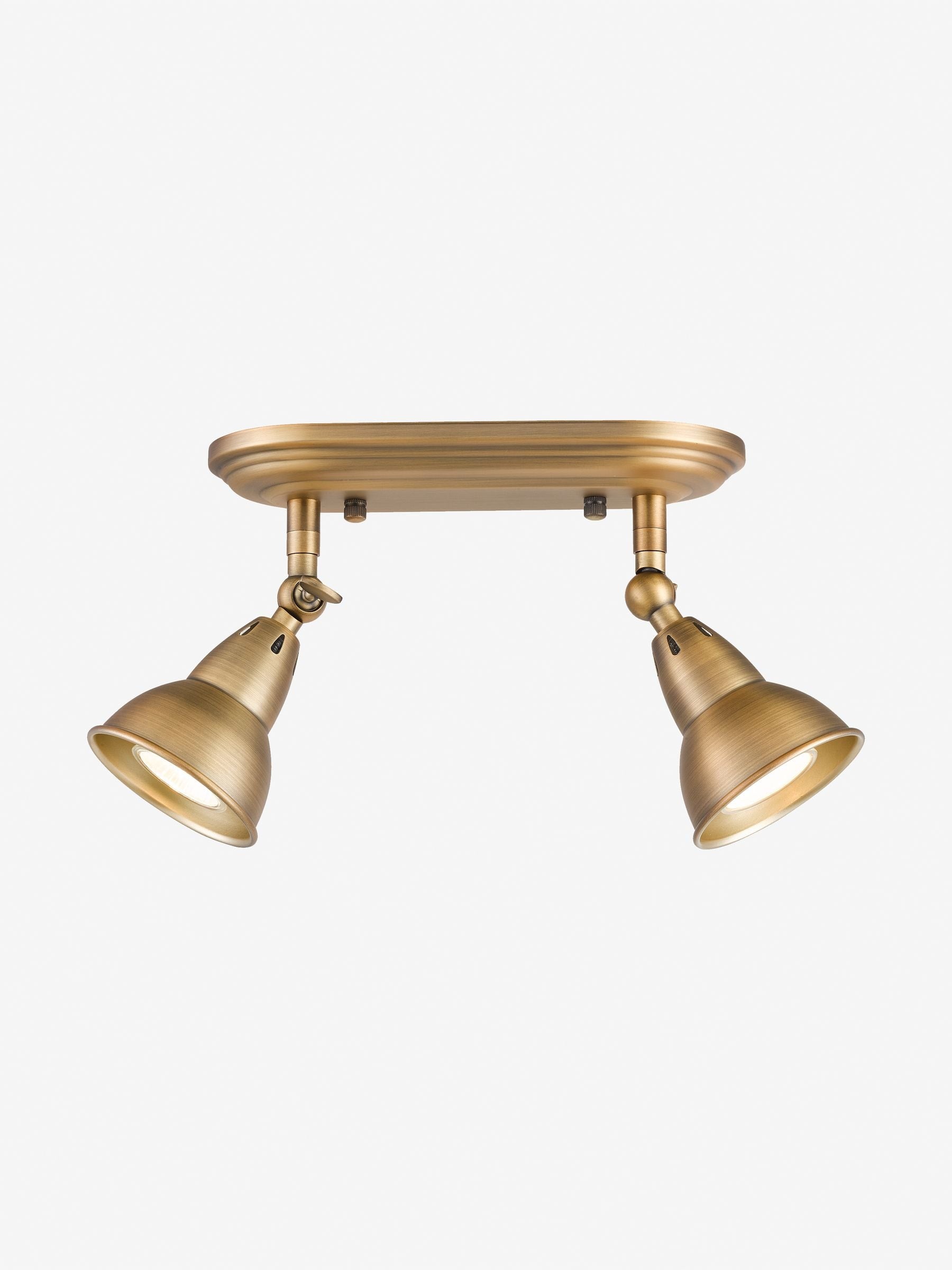 Dar Lighting aged brass Nathaniel 2-light ceiling spotlight (British brand)