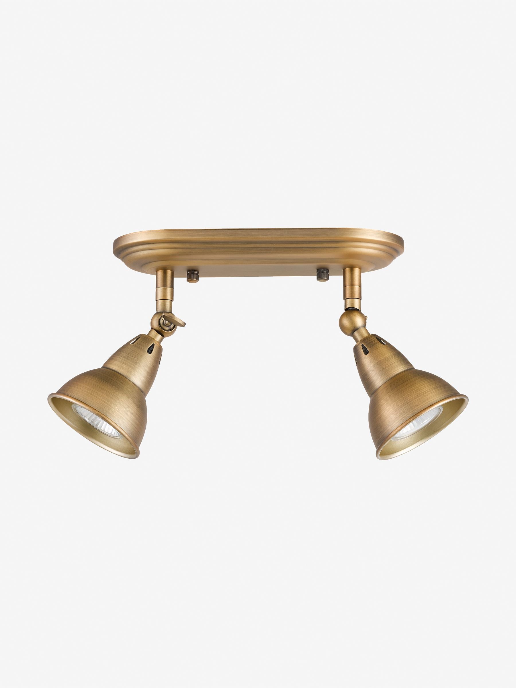 Dar Lighting aged brass Nathaniel 2-light ceiling spotlight (British brand)