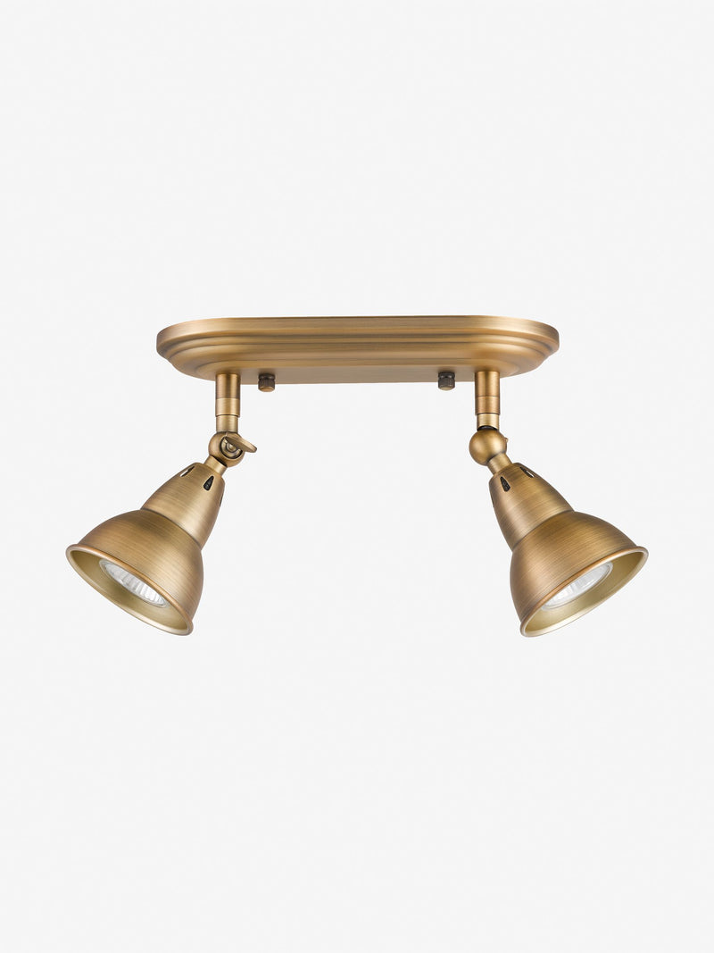Dar Lighting aged brass Nathaniel 2-light ceiling spotlight (British brand)