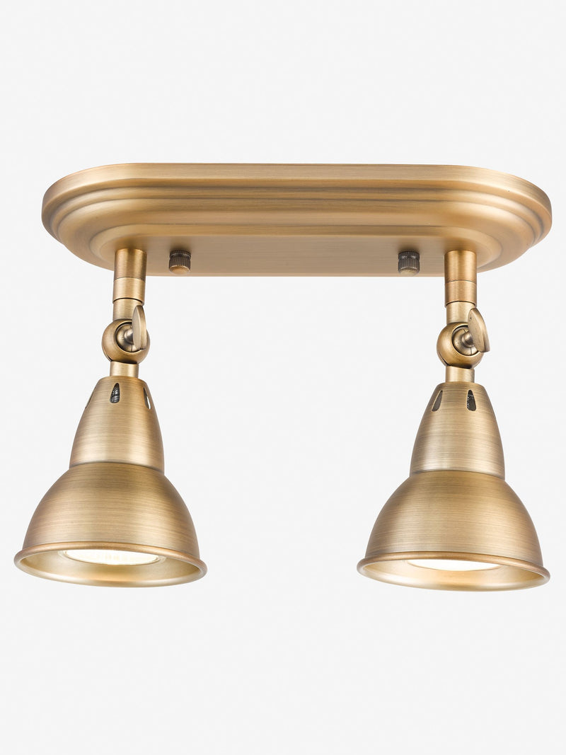 Dar Lighting aged brass Nathaniel 2-light ceiling spotlight (British brand)