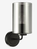 Dar Lighting Daylin wall light satin black smoked ribbed glass (British brand)