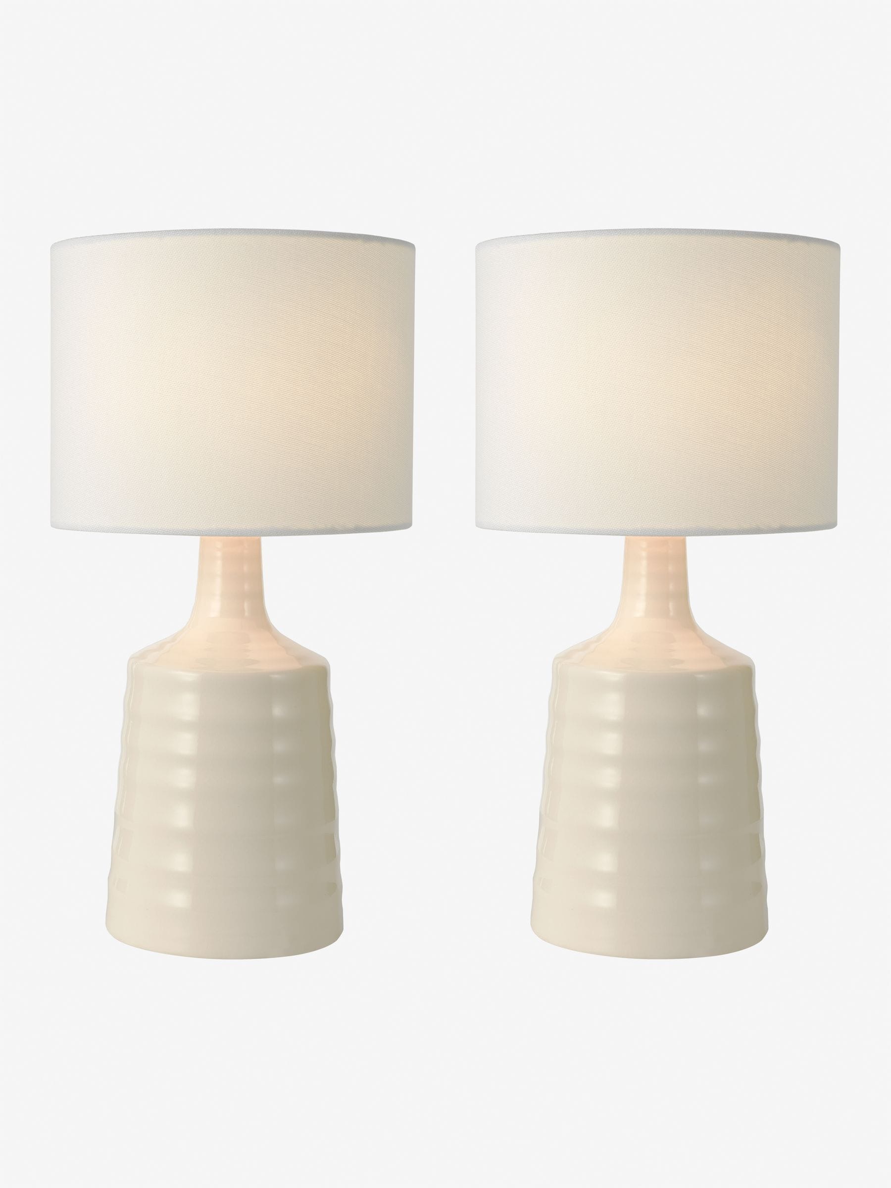 Dar Lighting Inci cream ceramic table lamp pair 34cm (British brand)