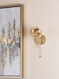 Dar Lighting Ede wall light satin gold amber glass (British brand)