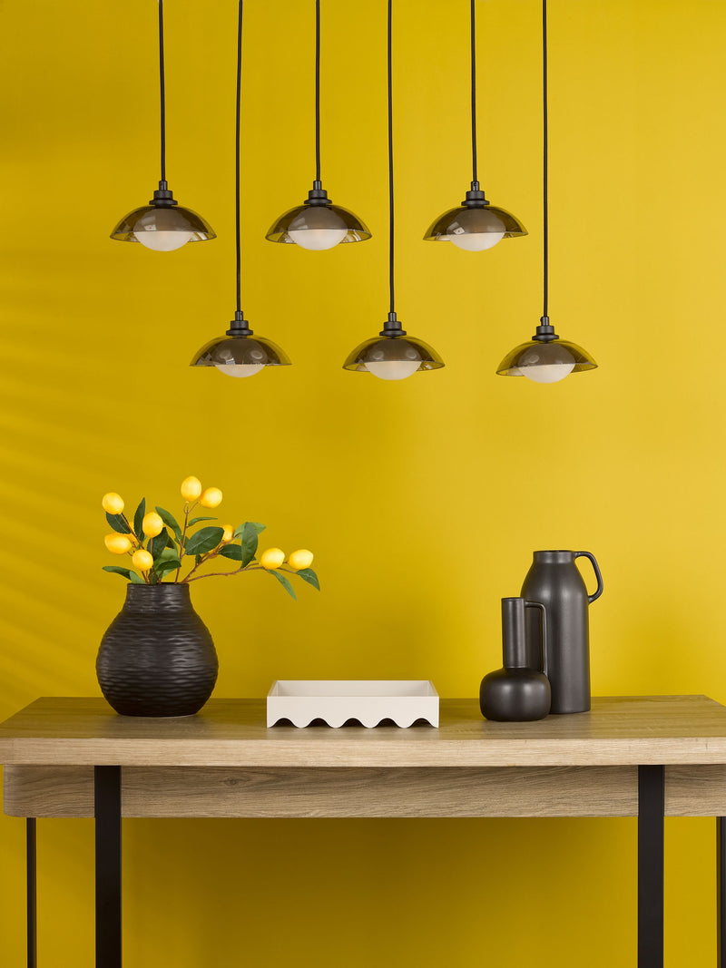 Dar Kadience bar pendant smoked glass satin black - British product