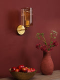 Dar Lighting Daylin wall light satin gold amber glass (British brand)