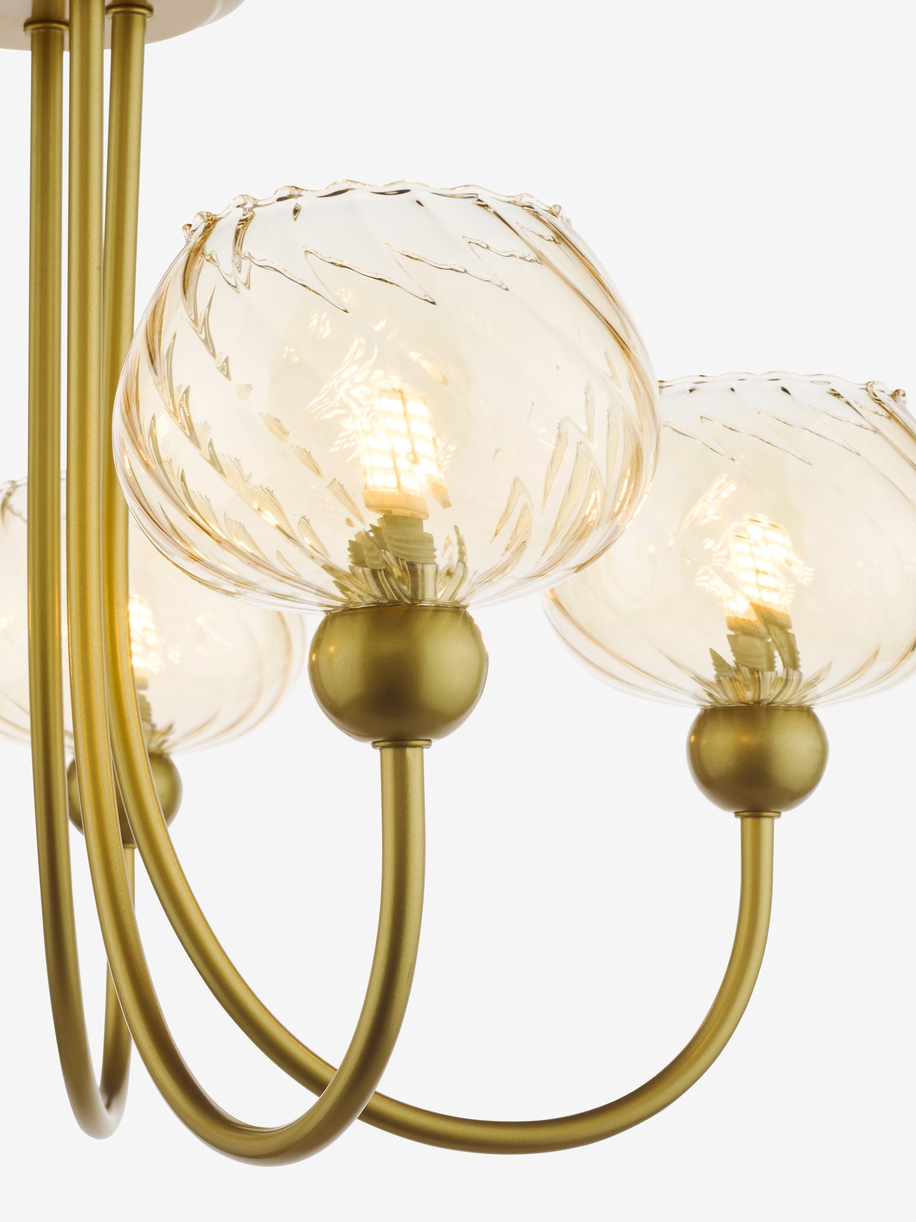 Dar Lighting semi flush ceiling light satin gold champagne glass (British brand)