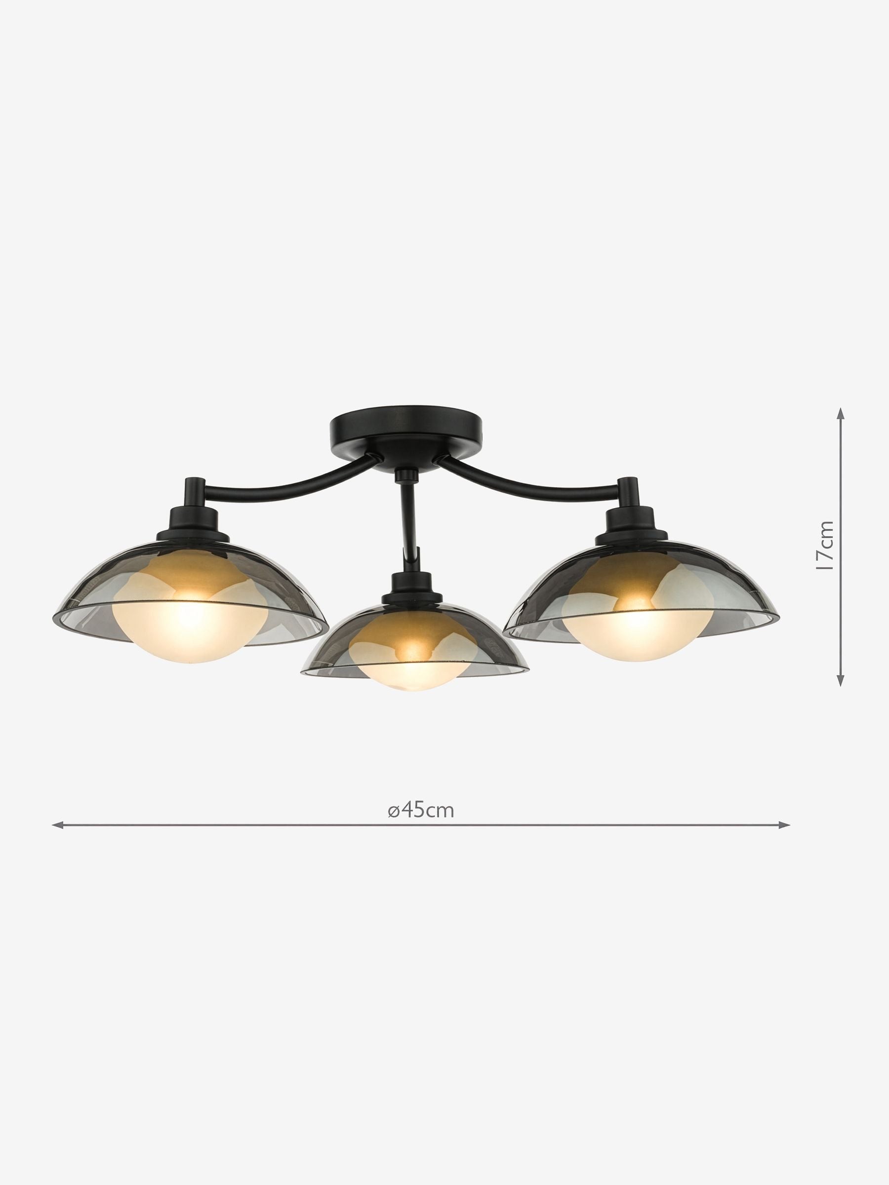 Dar Lighting Kadience 3 light semi flush ceiling light (British brand)