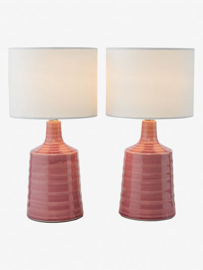 Next Dar Lighting Inci Pink Ceramic Table Lamp Twin Pack 34cm- Buy online at McGrocer