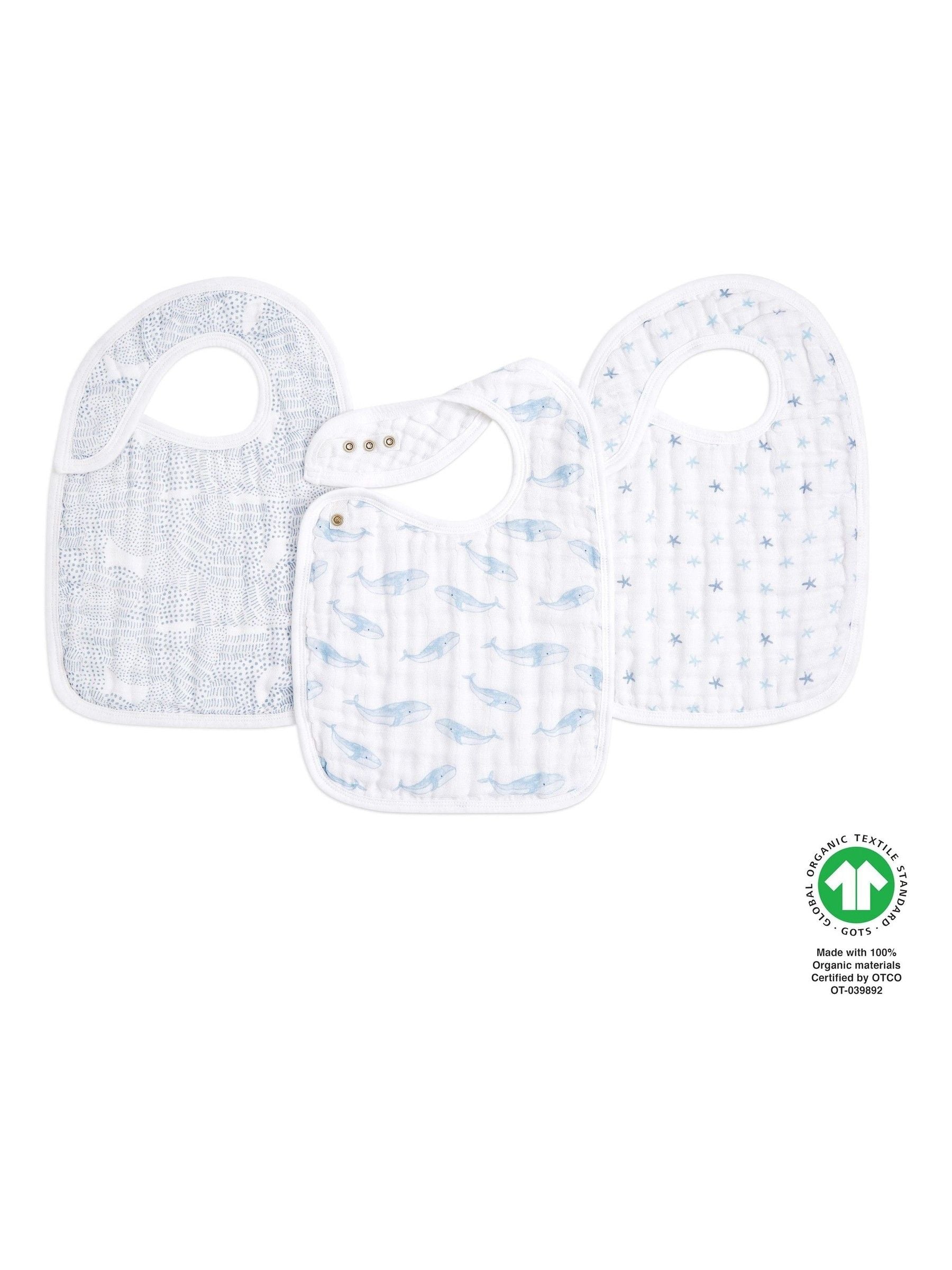aden + anais cotton muslin snap bibs 3 pack (British brand)