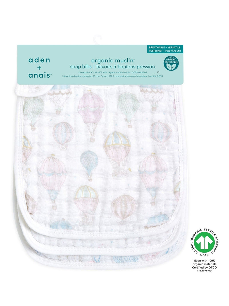 aden + anais cotton muslin snap bibs 3 pack (British brand)