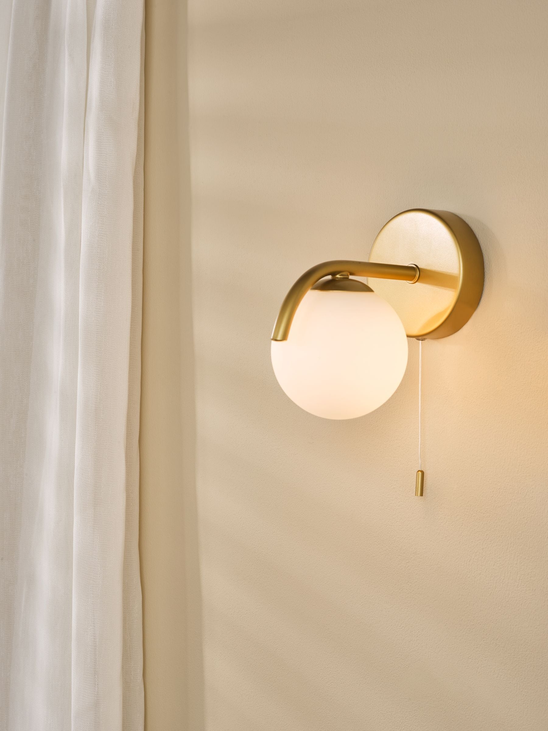 Dar Lighting Orlena wall light satin gold opal glass - British product