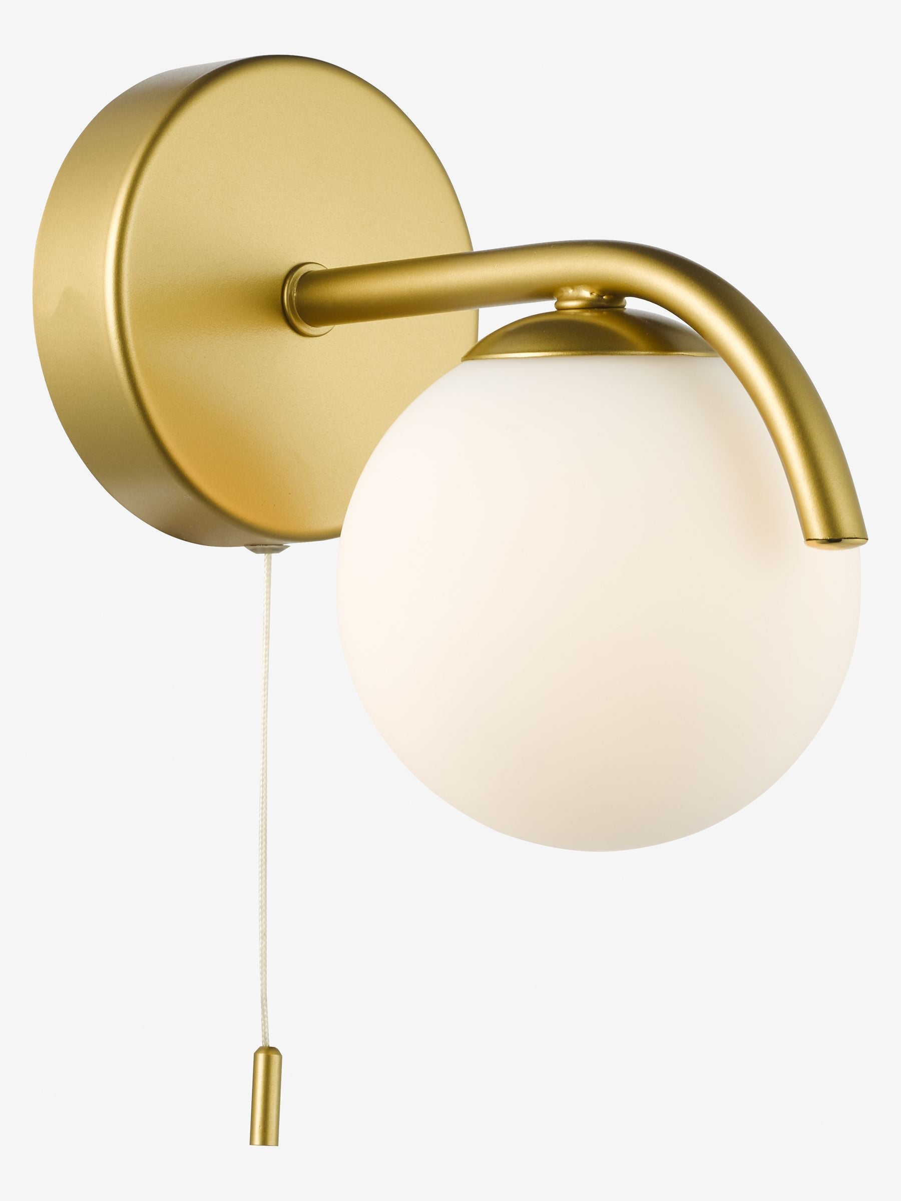 Dar Lighting Orlena wall light satin gold opal glass - British product