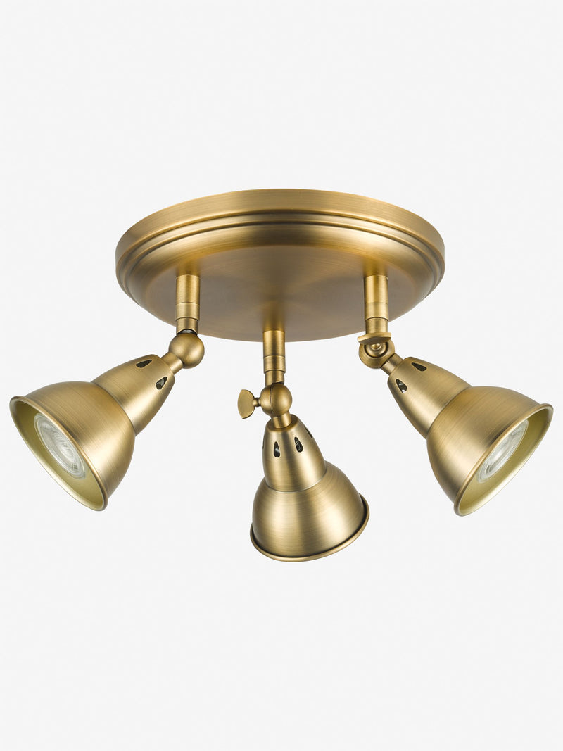 Dar Lighting Nathaniel aged brass 3 light ceiling, imported from the UK