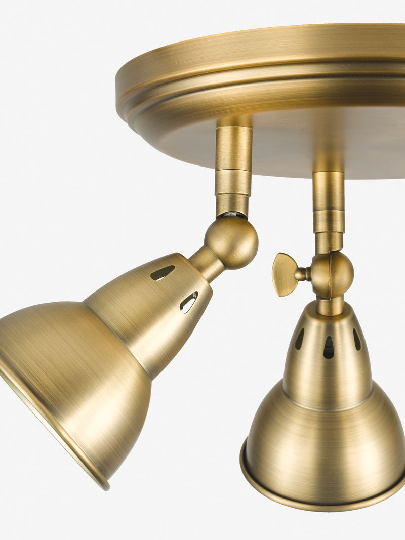 Dar Lighting Nathaniel aged brass 3 light ceiling, imported from the UK