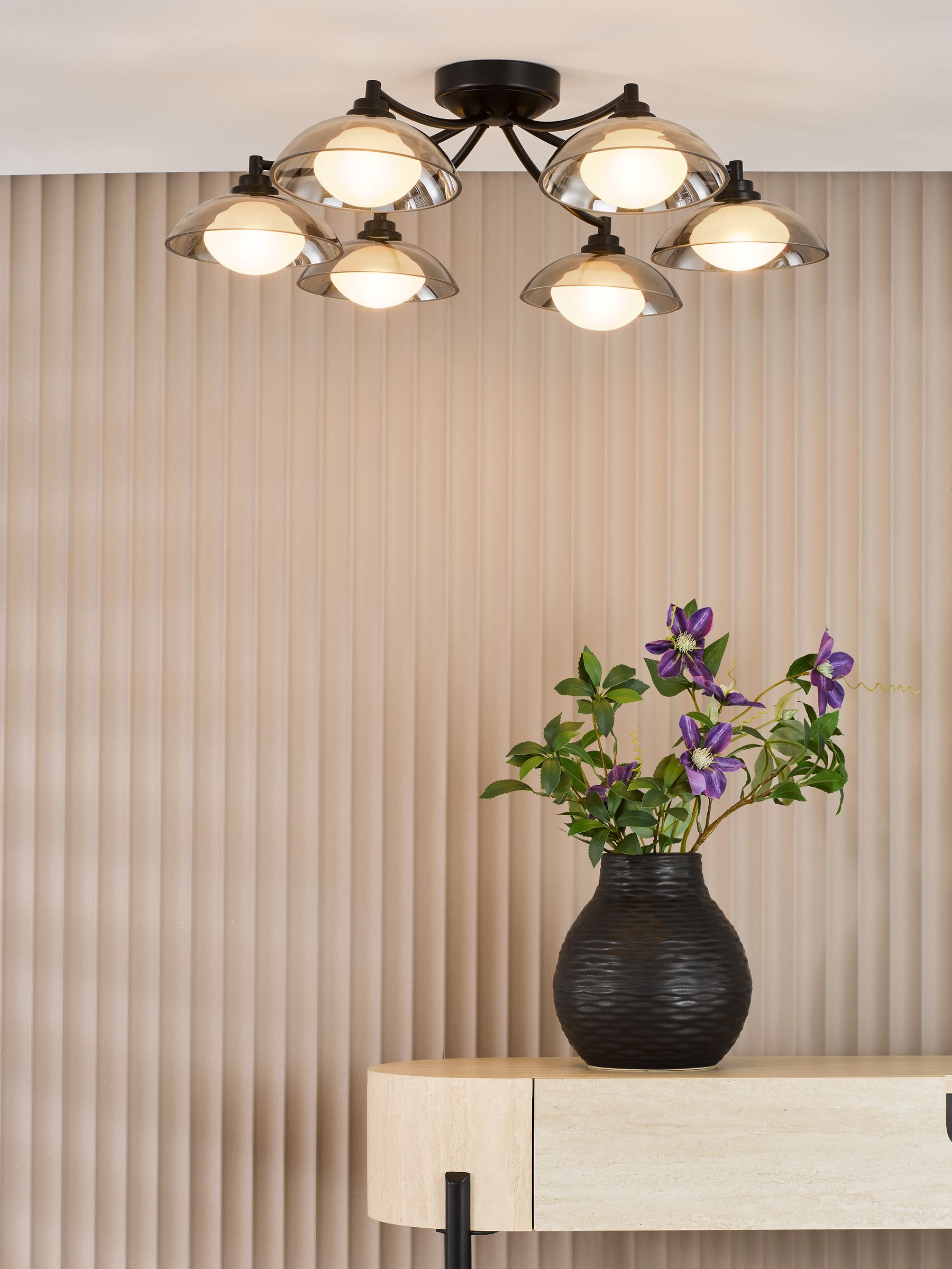 Dar Lighting Kadience 6 light semi flush ceiling light, imported from the UK