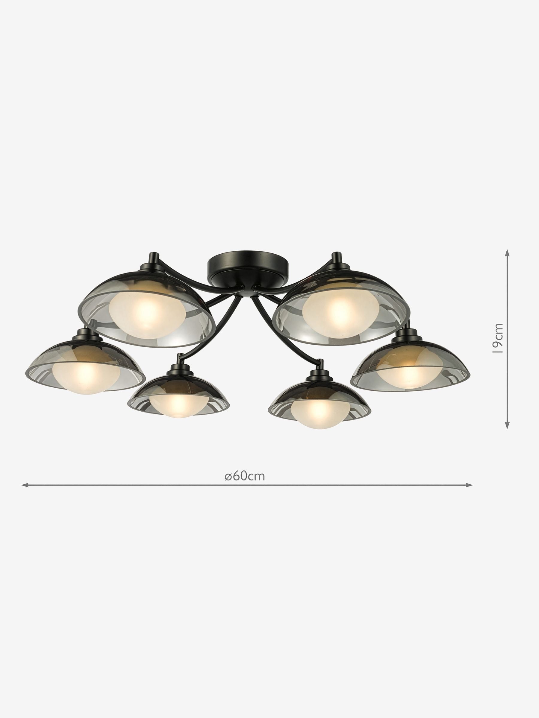 Dar Lighting Kadience 6 light semi flush ceiling light, imported from the UK
