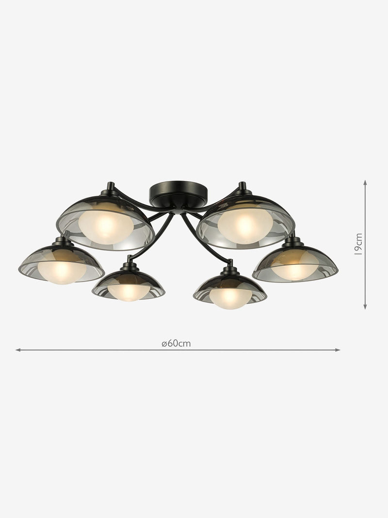 Dar Lighting Kadience 6 light semi flush ceiling light, imported from the UK
