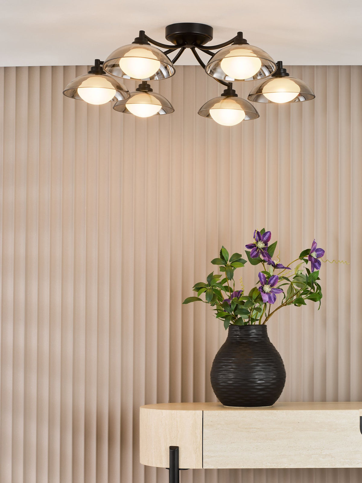Dar Lighting Kadience 6 light semi flush ceiling light, imported from the UK