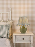 Dar Lighting Omer table lamp in green and antique brass (British brand)