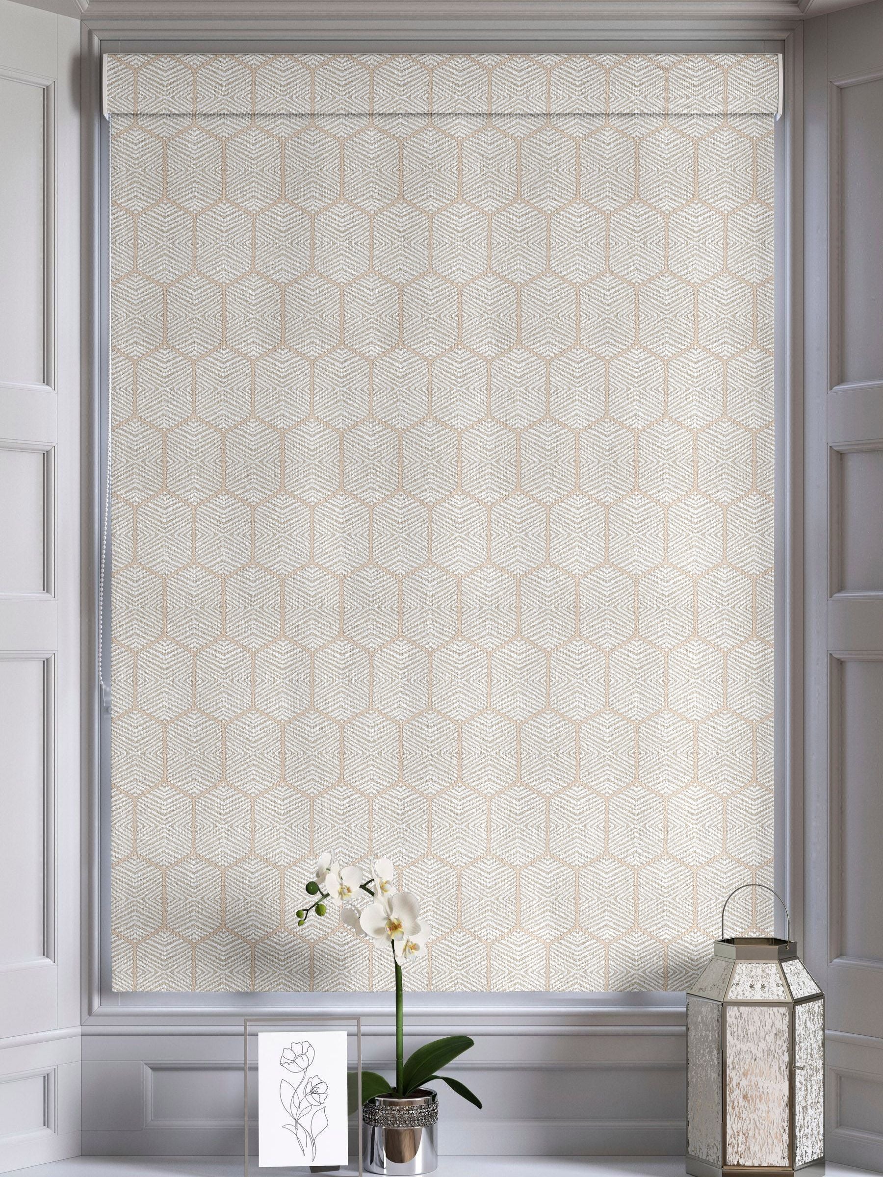 Logan roman blinds natural champagne geometric design (British brand)