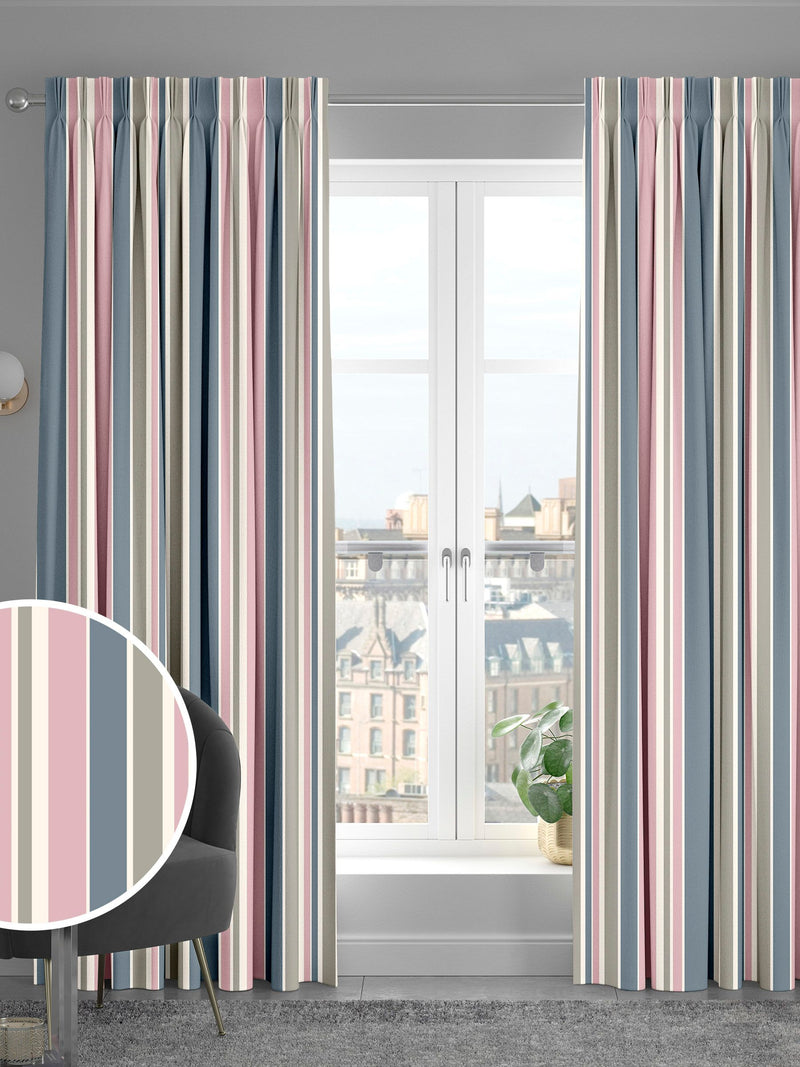 Huddson made to measure pink striped curtains (British brand)