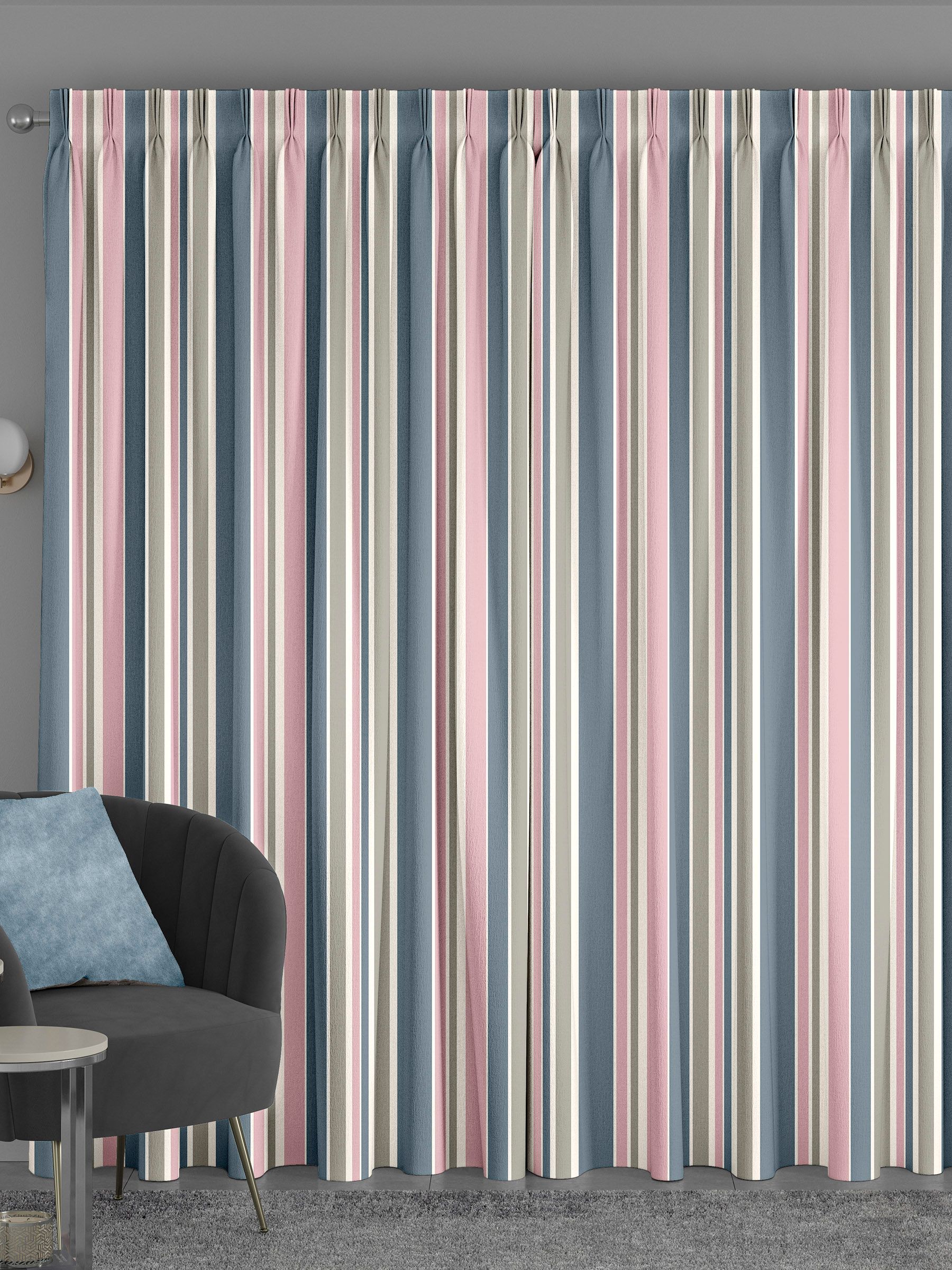 Huddson made to measure pink striped curtains (British brand)