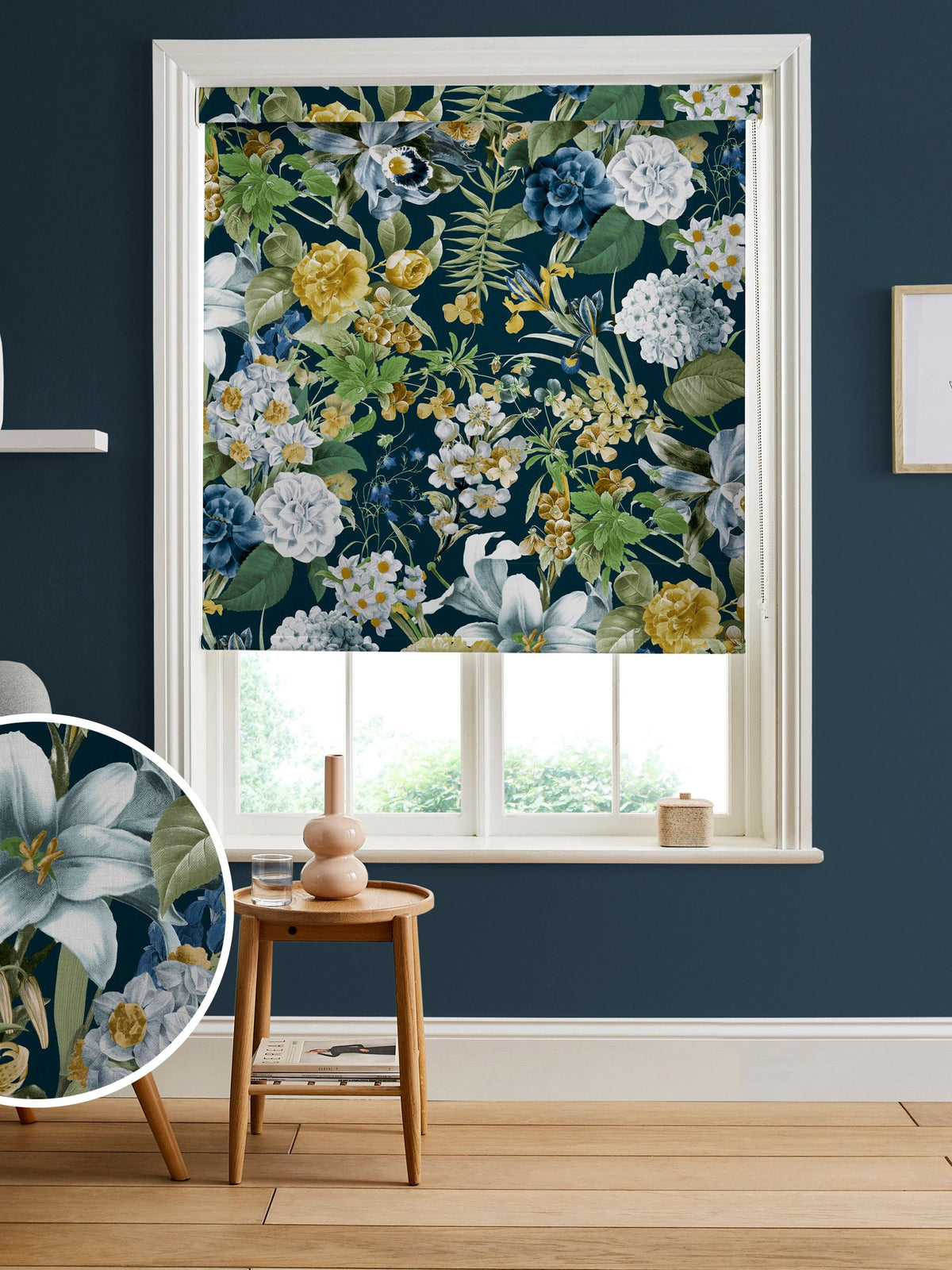 Graham & Brown Glasshouse roller blind midnight blue - British product