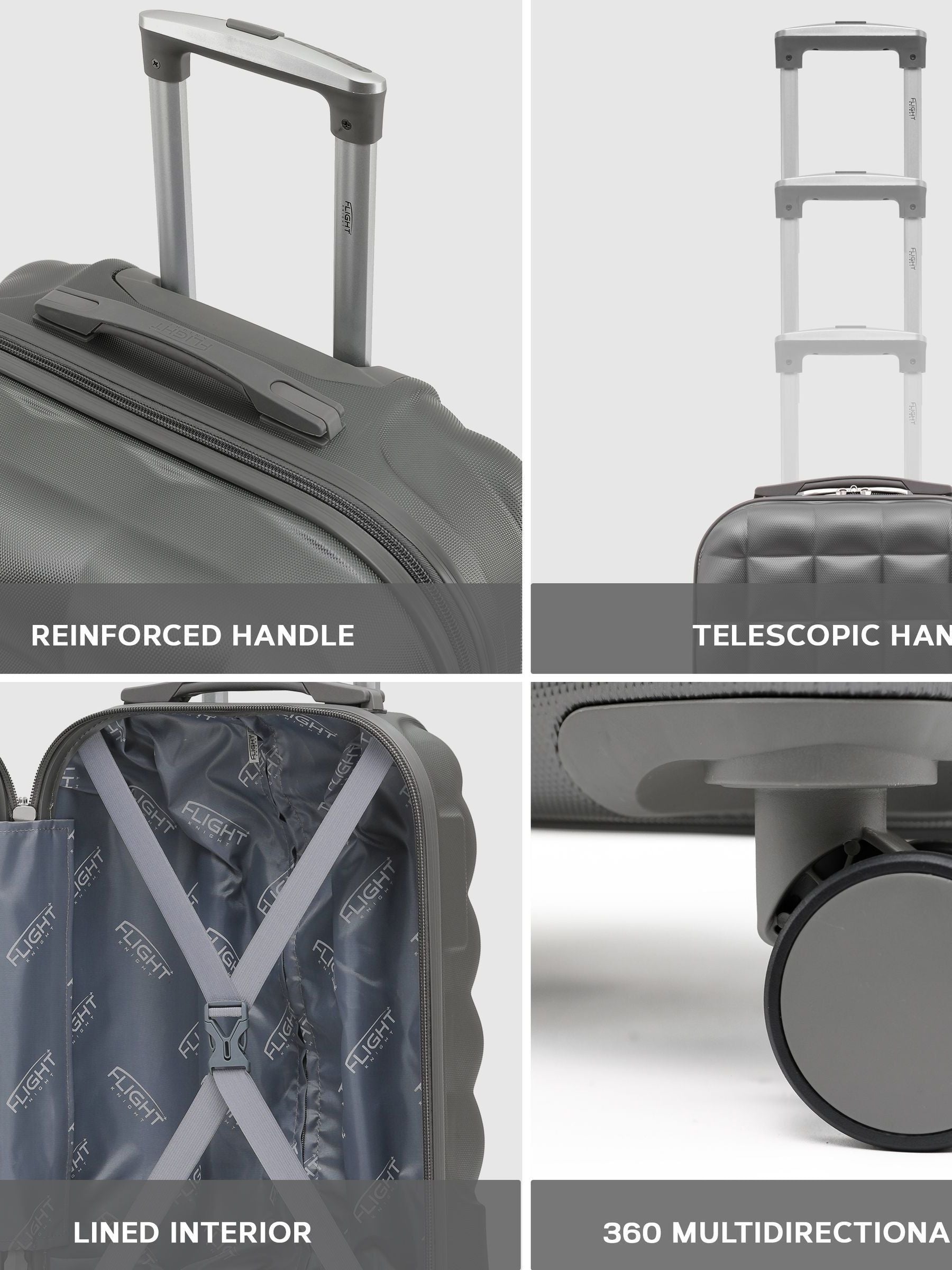 Flight Knight Anthracite Medium Large Hardcase Printed Lightweight Check-In Suitcase with 4 Wheels